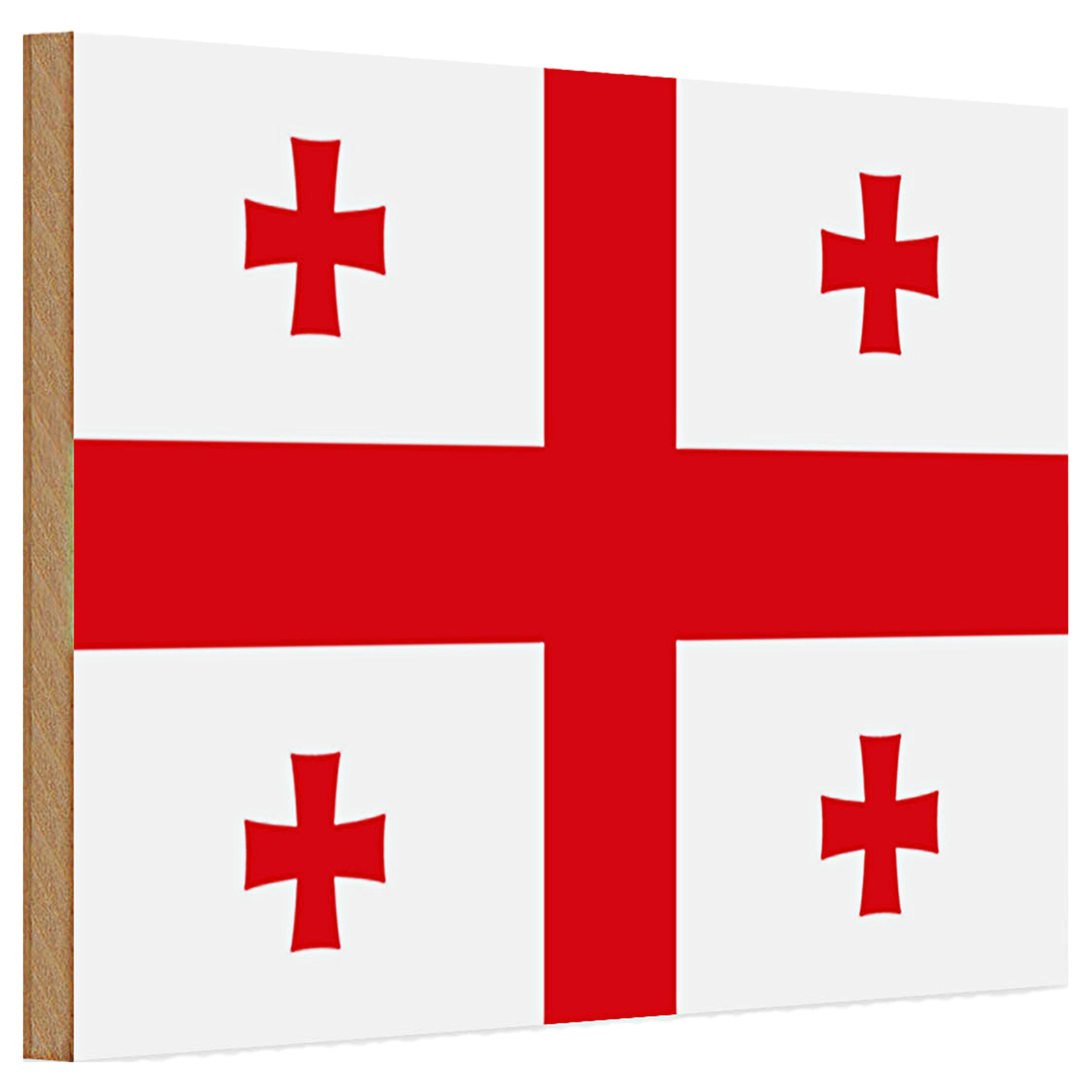 Roomando Holzbild Holzschild Flagge Georgien 30x20cm Flag of Georgia