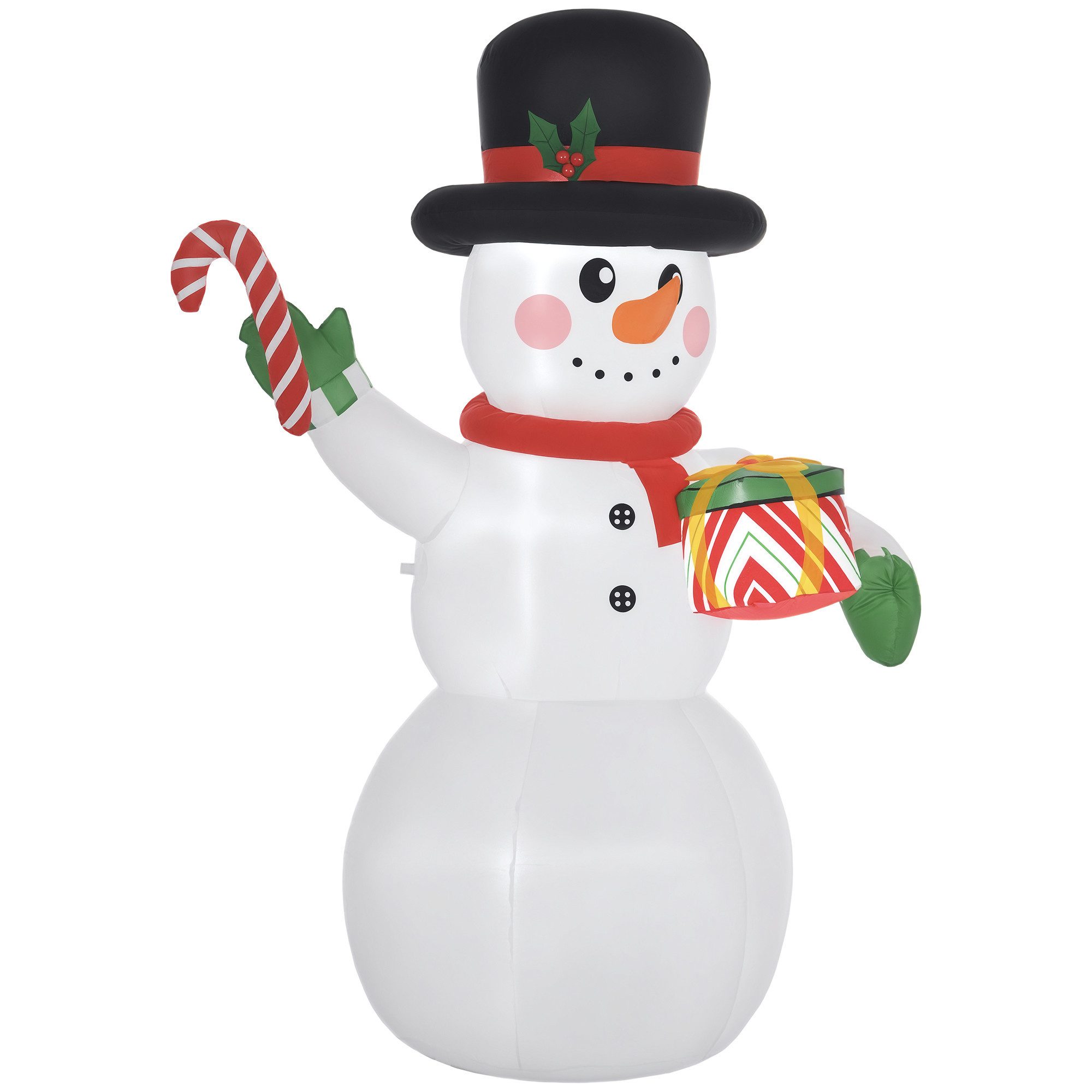 Outsunny Weihnachtsfigur 1,8 m Schneemann mit LED-Beleuchtung (Selbstaufblasende Weihnachtsbeleuchtung, 1 St., Aufblasbarer Weihnachtsdeko), für Innen- und Außenbereich