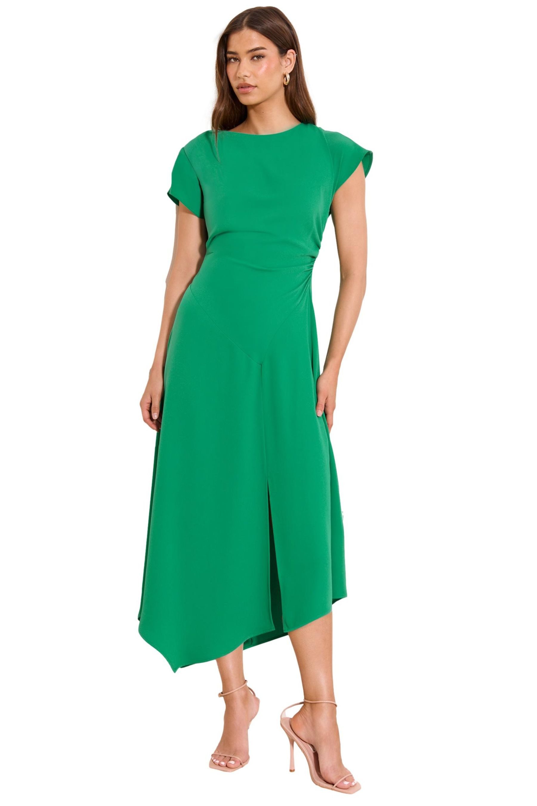 LIPSY Midikleid Lipsy gerüschtes Midikleid mit Schlitz, Kurzgröße (1-tlg)