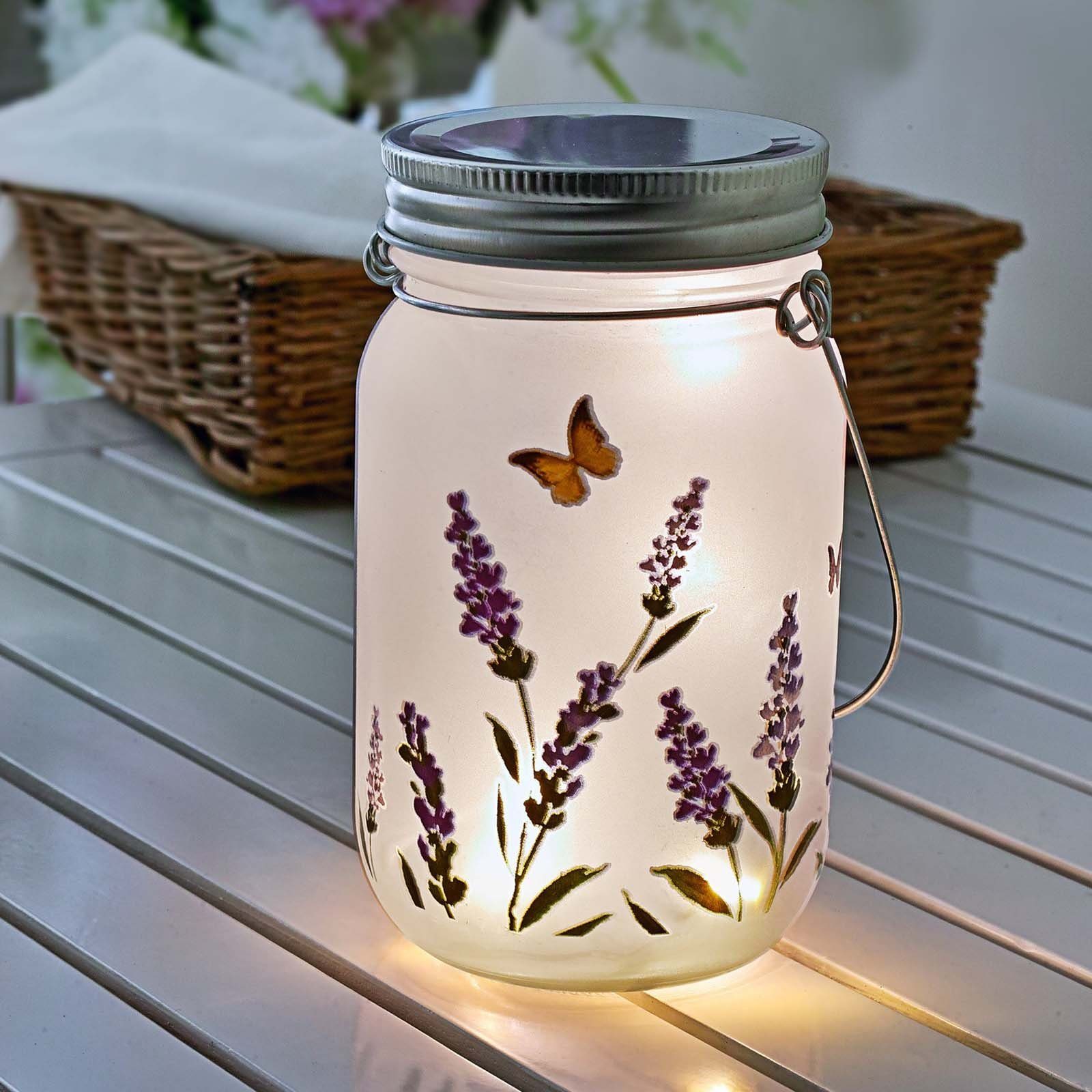 Dekoleuchte Led und Glasleuchte Dekoration LED HAC24 Dekolicht Schmetterlingen Deko fest Blüten integriert, Leuchte LEDs, 10 Glas Mit LED Batteriebetrieben, Laterne,