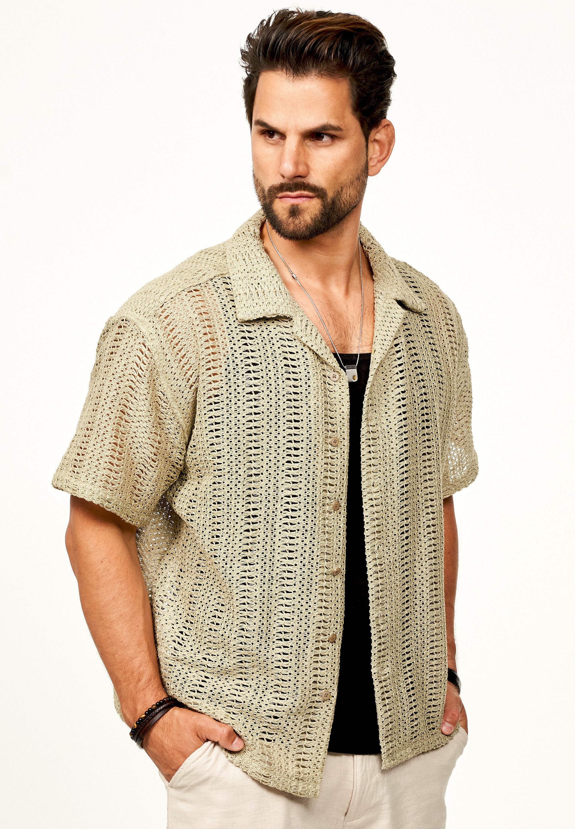 SOULSTAR Kurzarmhemd für Herren Freizeithemd als Kurzam Strick Festival Hem günstig online kaufen