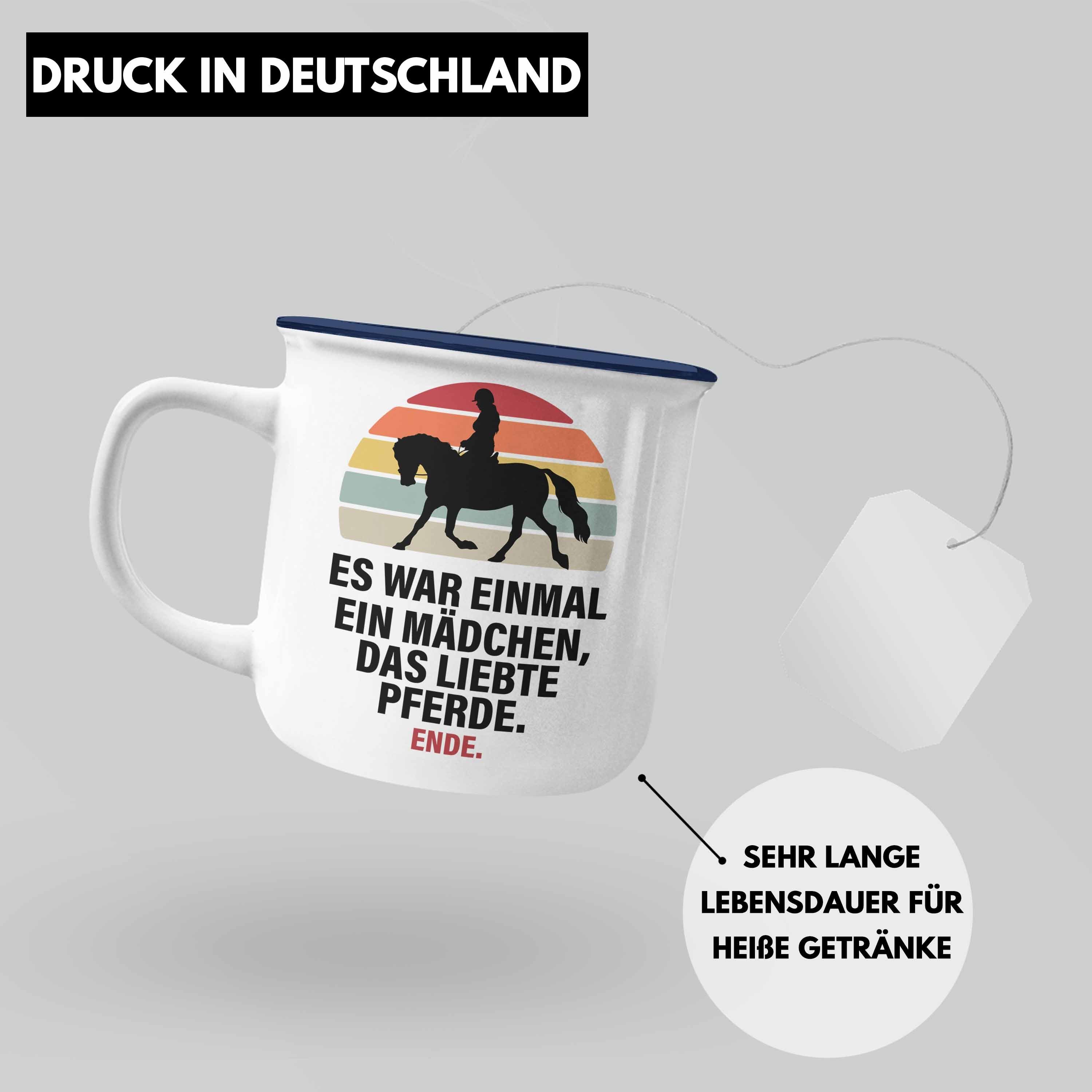 Pferdeliebhaber Trendation Blau Thermotasse Emaille Tasse Pferde Geschenk Reiterin Mädchen Geschenke - Lustig Trendation Pferde