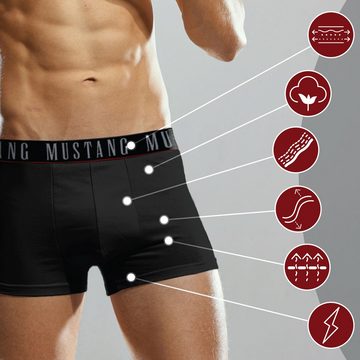 MUSTANG Boxershorts Boxershorts Retropants Unterhosen (3-St) 3x Schwarz mit eingewebtem roten Streifen