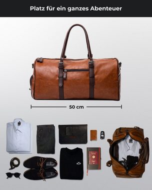Gentlemen's Weekender - Kunstleder Reisetasche mit separatem Schuhfach, Sporttasche für jeden Anlass - vegan mit Schultergurt und Trackerfach