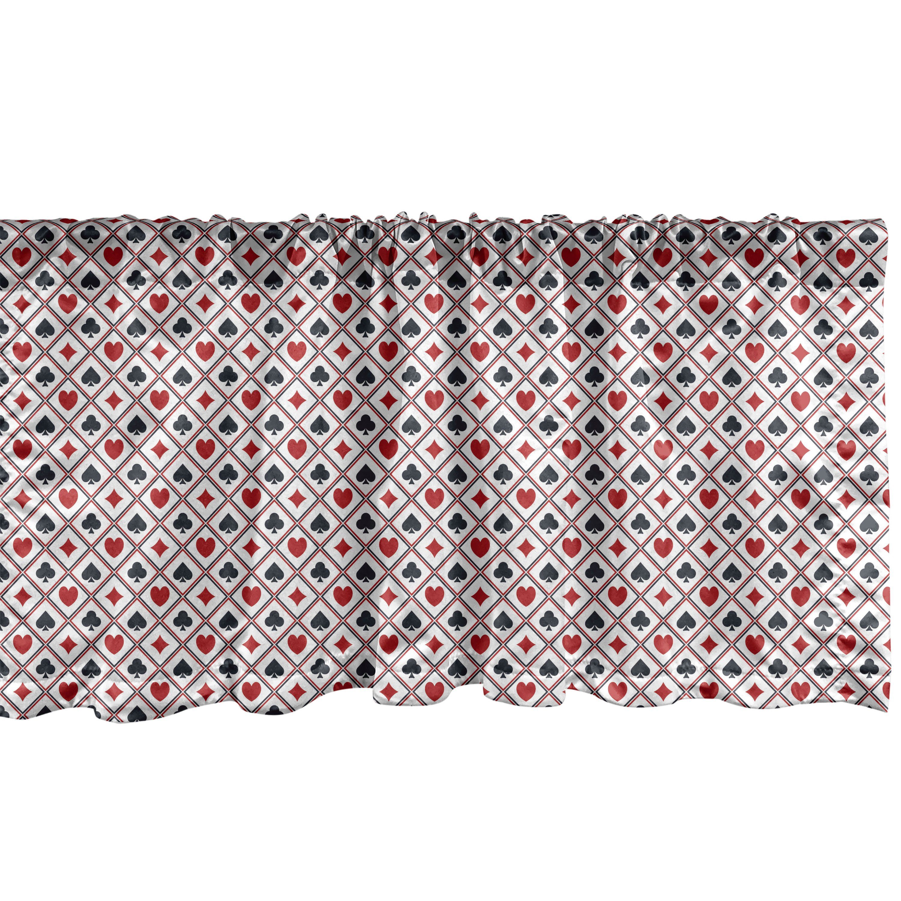 Scheibengardine Vorhang Volant für Küche Schlafzimmer Dekor mit Stangentasche, Abakuhaus, Microfaser, rot schwarz Holdem Gambler Moderne
