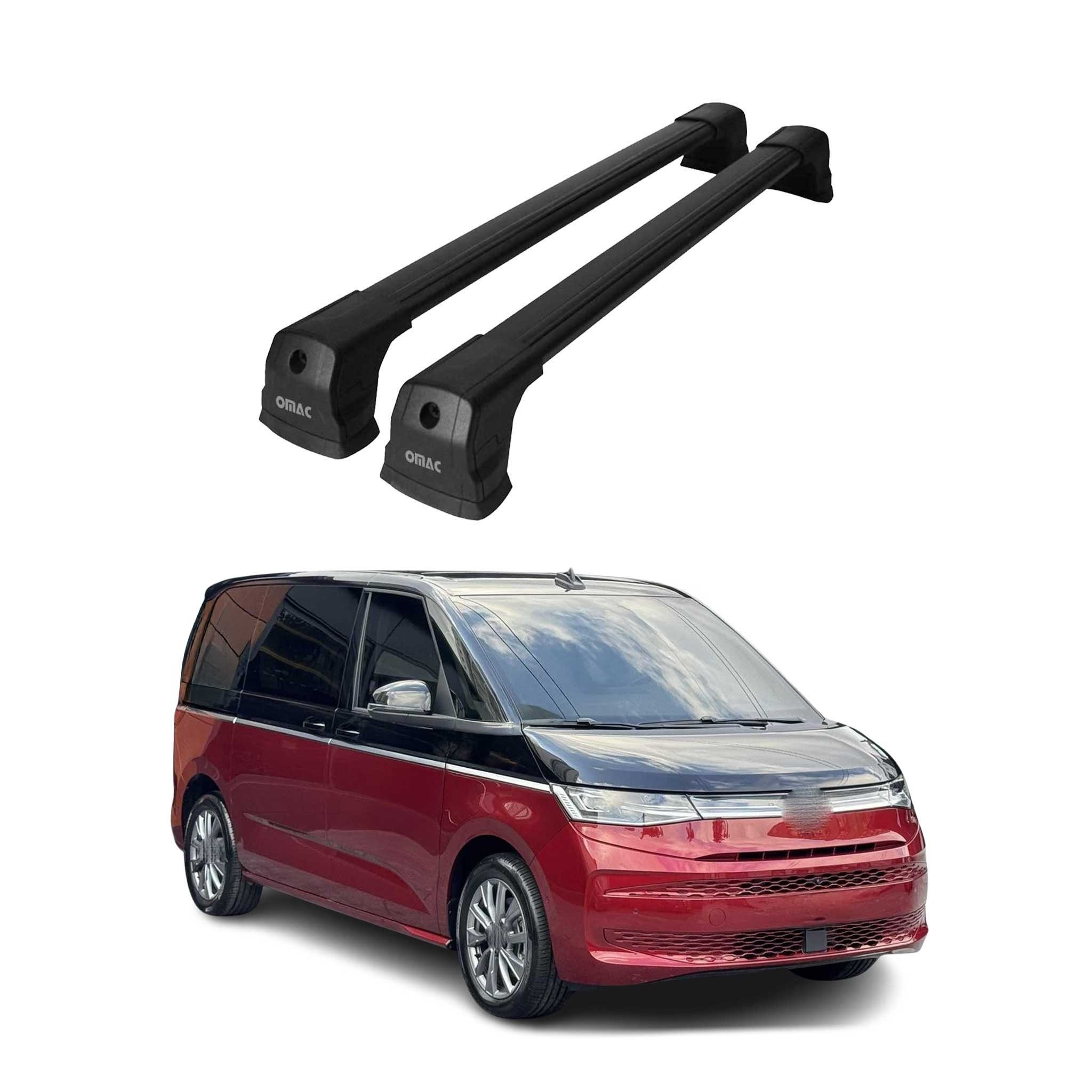 OMAC Dachträger Dachträger für VW T7 Multivan 2021-2025 75kg Schwarz 2tlg (2-St), Wasserbeständig,Abnehmbar,Multifunktional,Schwerbeanspruchbar