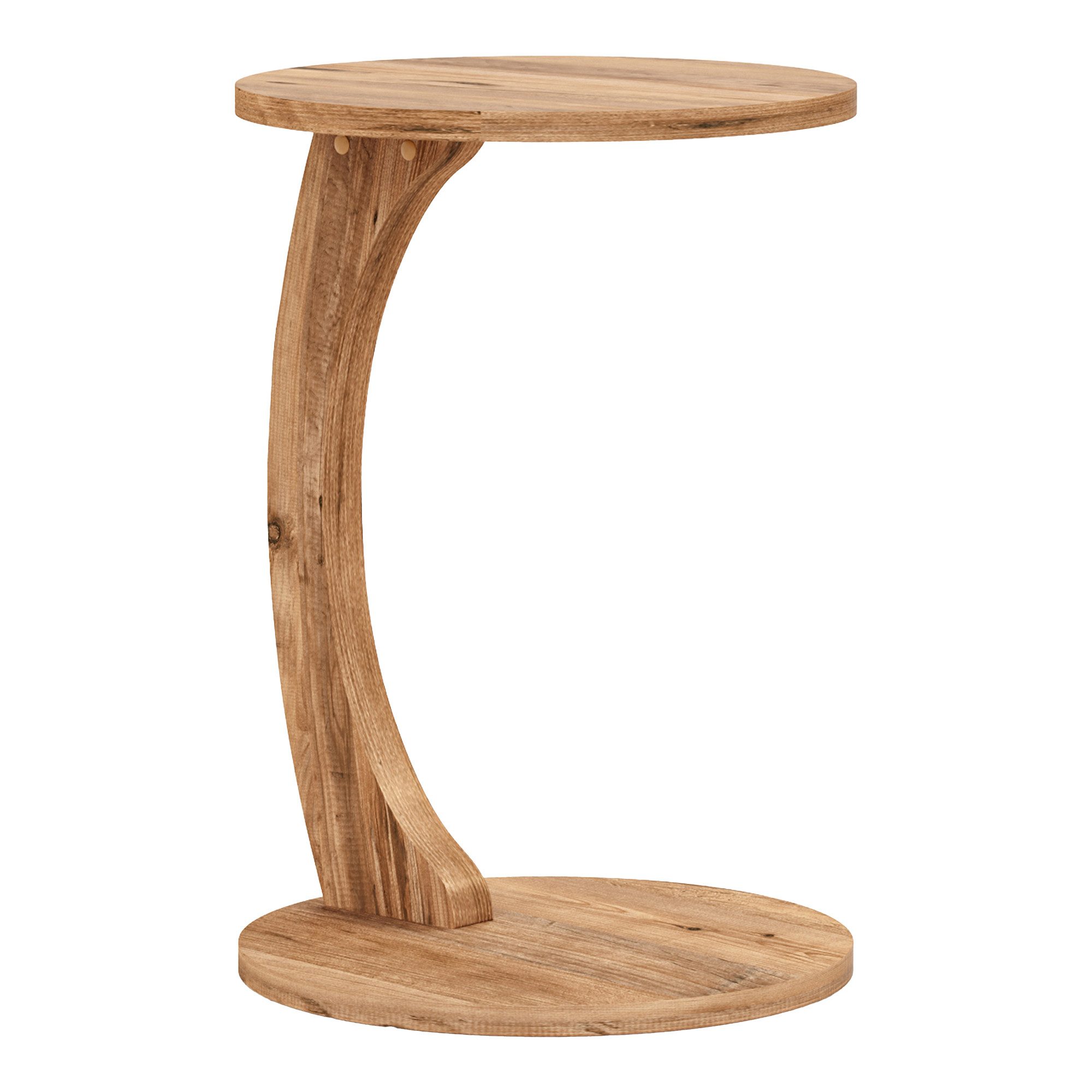 en.casa Beistelltisch, »Holeby« C-Form mit 4 Rollen rund 56 x Ø 38 cm Holzo günstig online kaufen