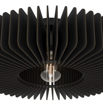EGLO Deckenleuchte PALOMBAIA, ohne Leuchtmittel, Deckenlampe, Wohnzimmerlampe aus Holz in Schwarz, E27 Fassung, Ø 50 cm