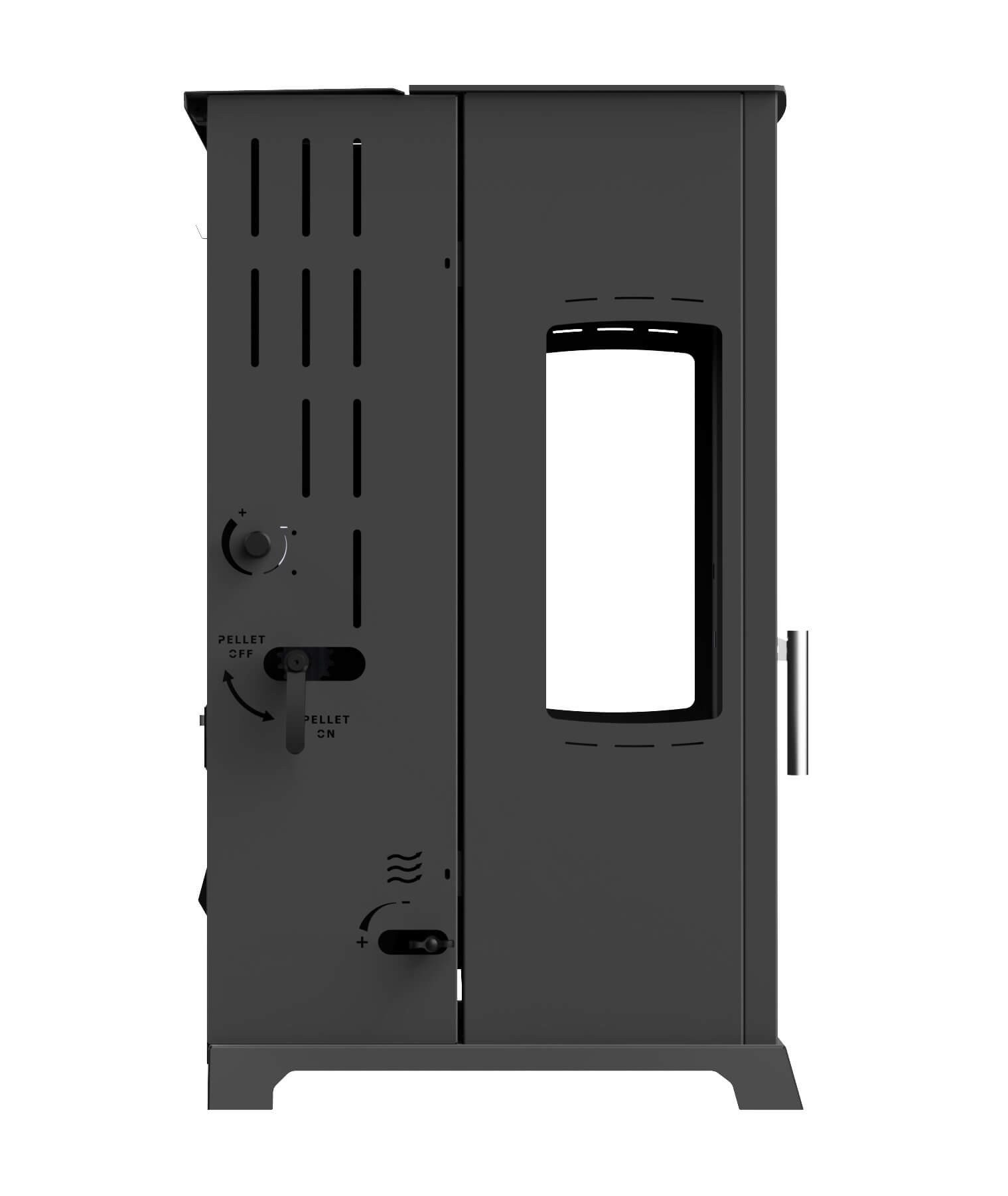 Baba's Eco Plus Hybrid Pellet and Wood Combination Stove, Pellet Stove without Electricity, 8 kW, Continuous Burning, Continuous Burning Stove, Pellet Stove without Electricity, Panoramic 3-Pane Panoramic Window, Wood Stove, Wood Stove, Fireplace