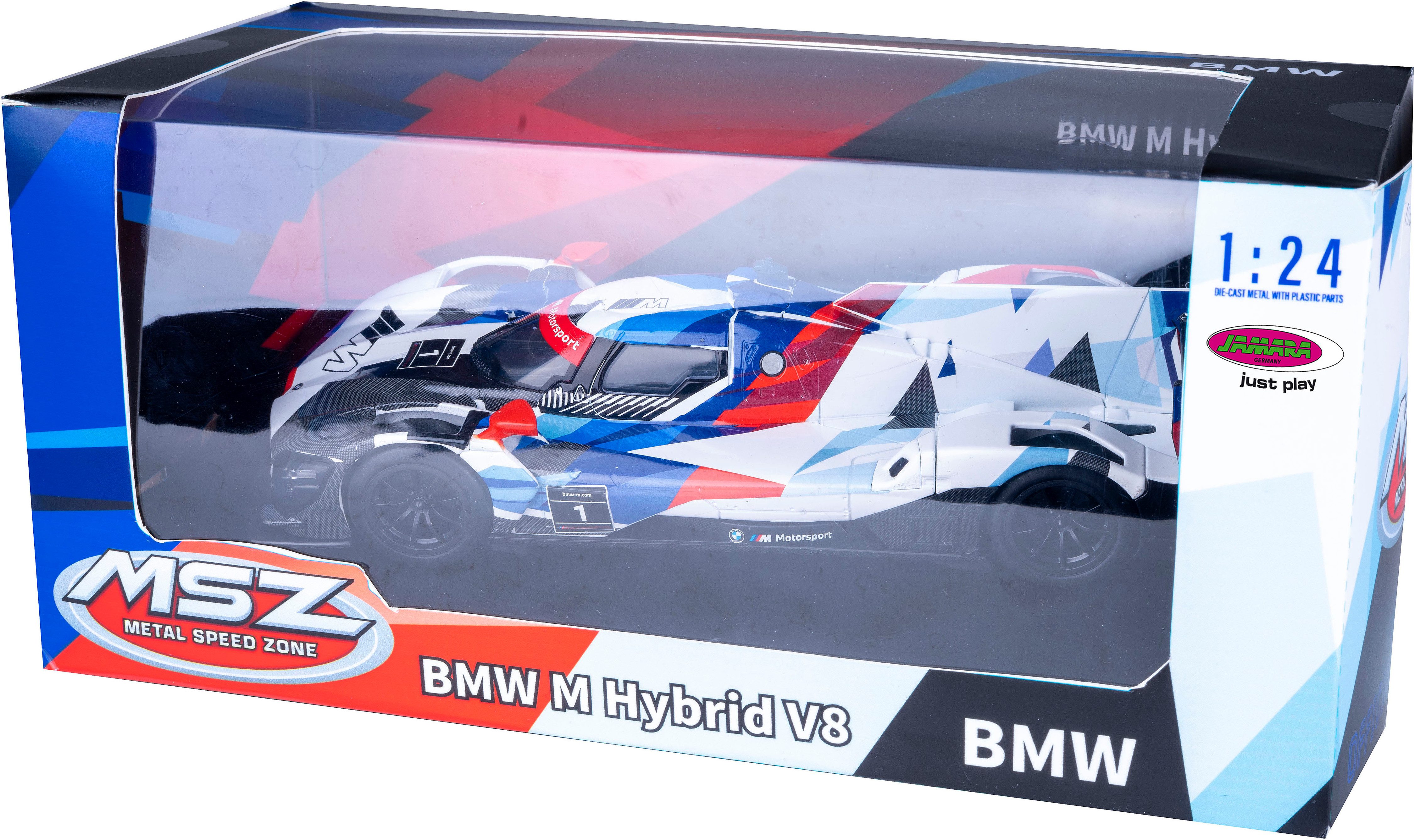 Jamara Spielzeug-Auto Diecast, BMW M Hybrid V8 inklusive Batterien, LED Licht; Maßstab 1:24