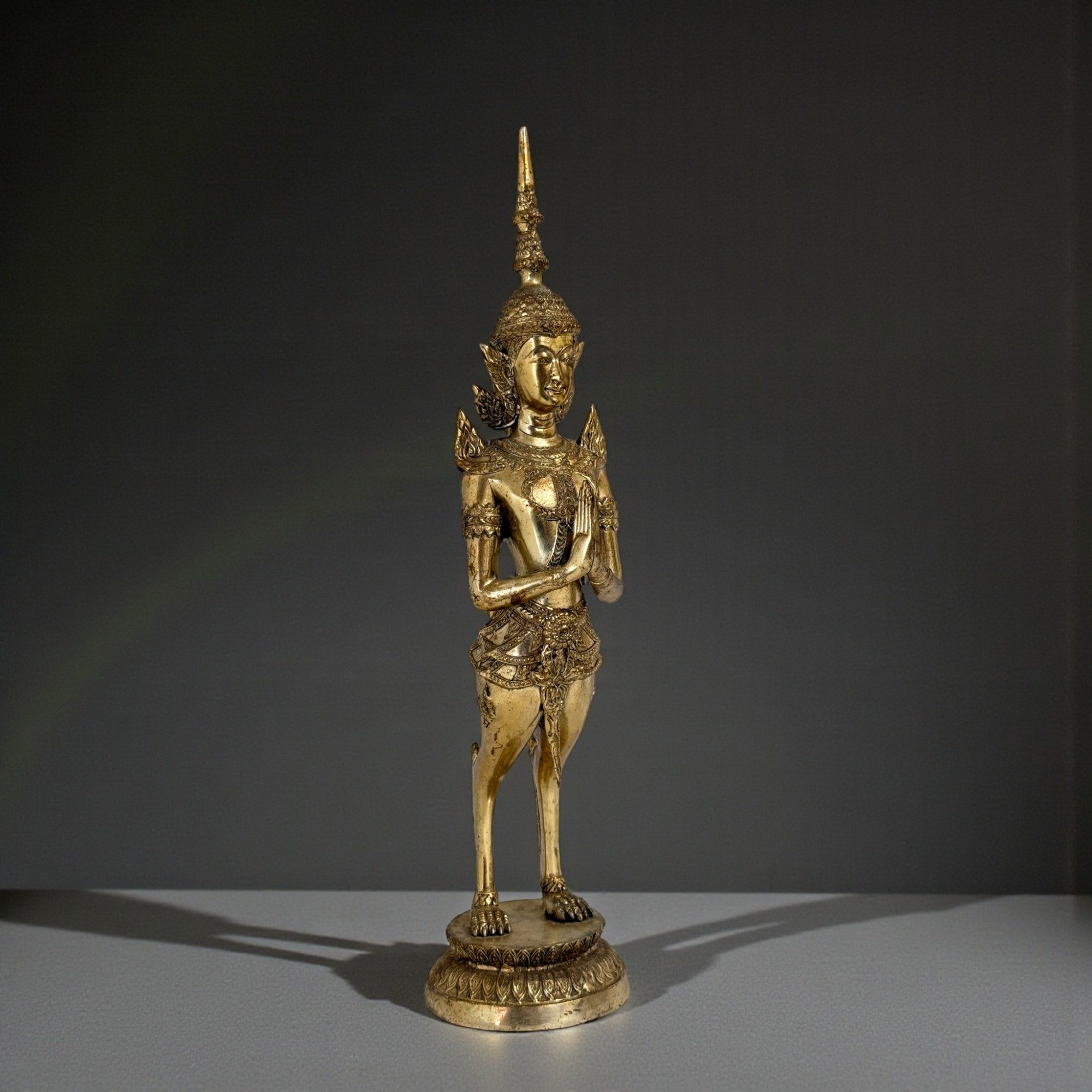 Asien LifeStyle Buddhafigur Kinnari Figur Bronze Messing Thailand, asiatisches Sammlerstück