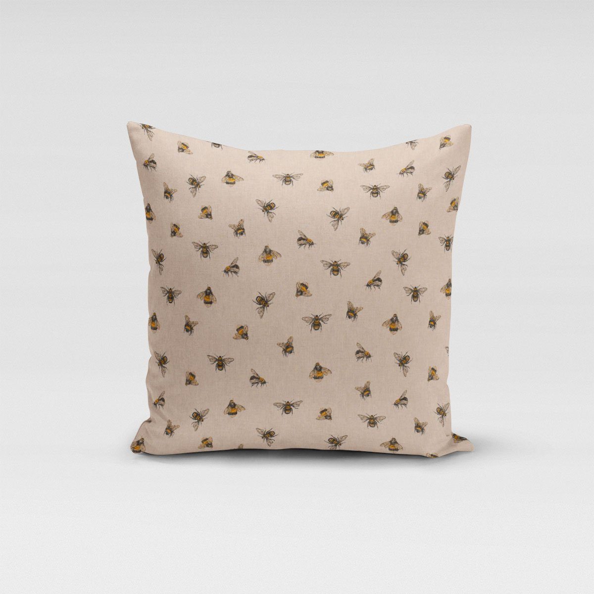 SCHÖNER LEBEN. Dekokissen Kissenhülle Bee Buzzing Bienen Hummeln natur gelb 40x40cm, made in Germany,handmade