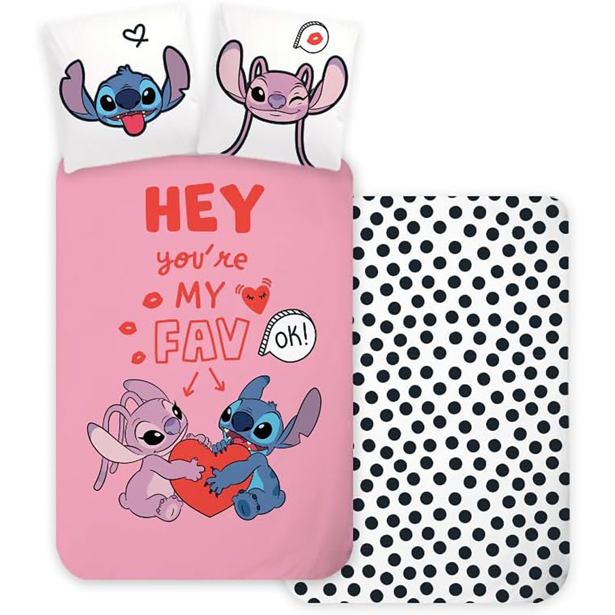 Disney Kinderbettwäsche Disney Lilo und Stitch Kinderbettwäsche Angel Cartoon Herz 100 x 135 c, Renforcé, 2 teilig