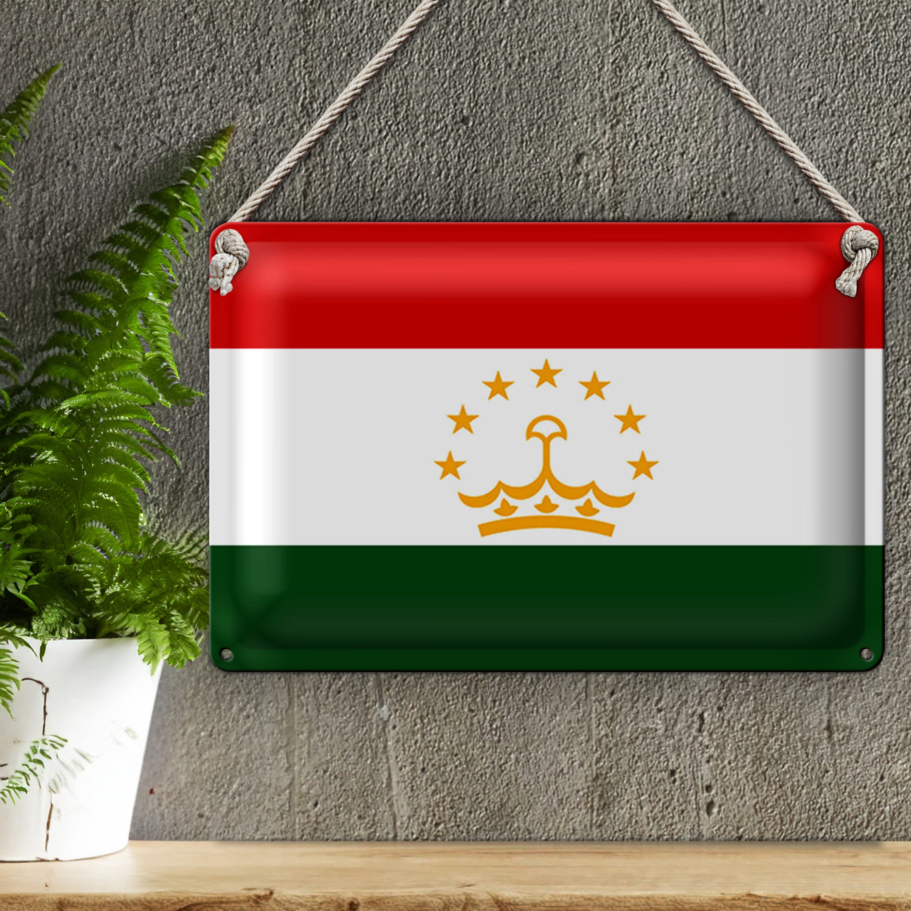 Roomando Metallschild Flagge Tadschikistan 18x12cm Flag of Tajikistan