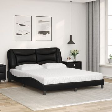 vidaXL Bett Bett mit Matratze Schwarz 160x200 cm Kunstleder