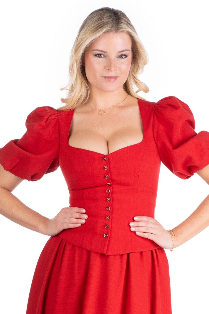 Madame Marie Trachtenbluse Trachtenmieder - TIRELLE - feuerrot