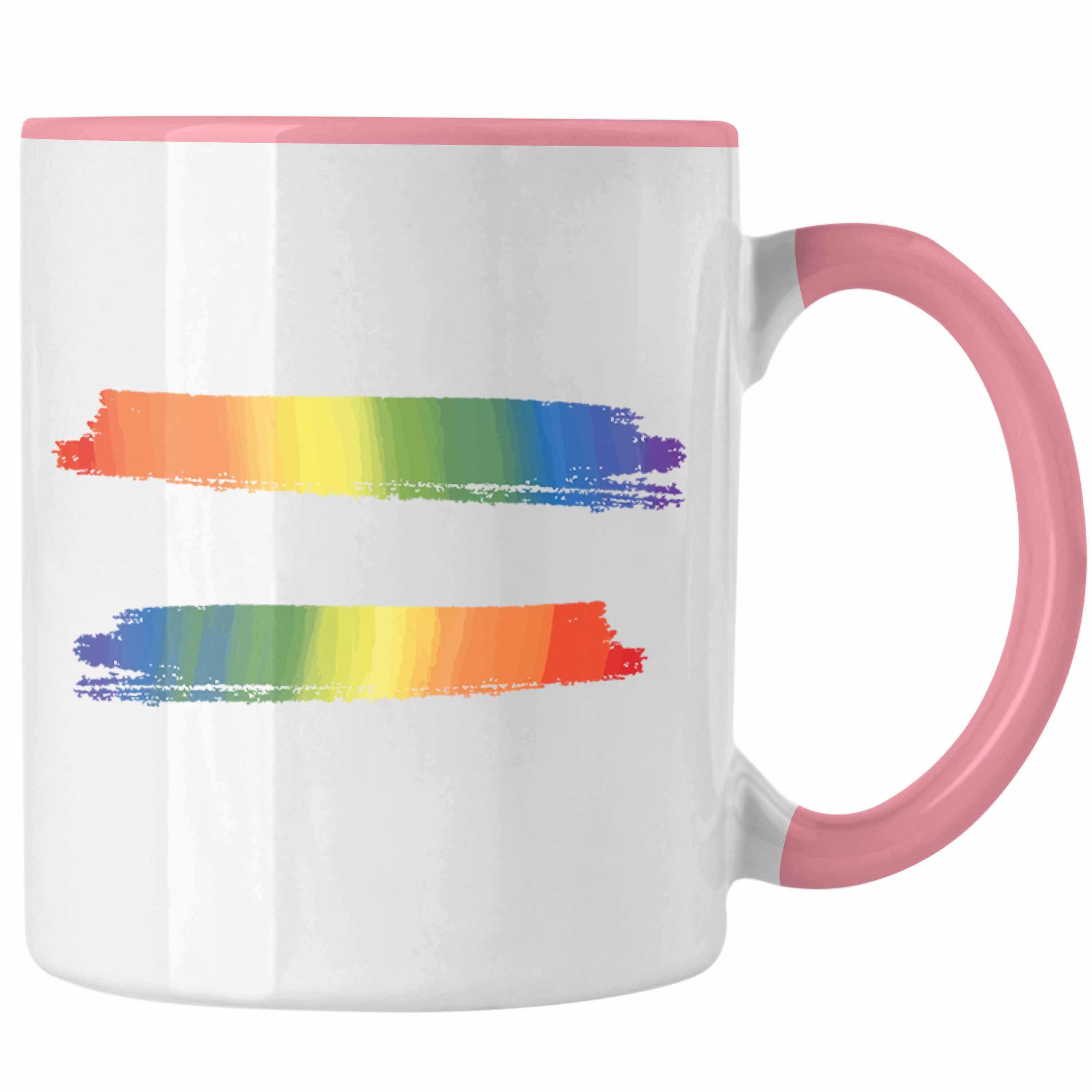 Trendation Tasse Trendation - Regenbogen Tasse Geschenk LGBT Schwule Lesben Transgender Grafik Pride Rosa