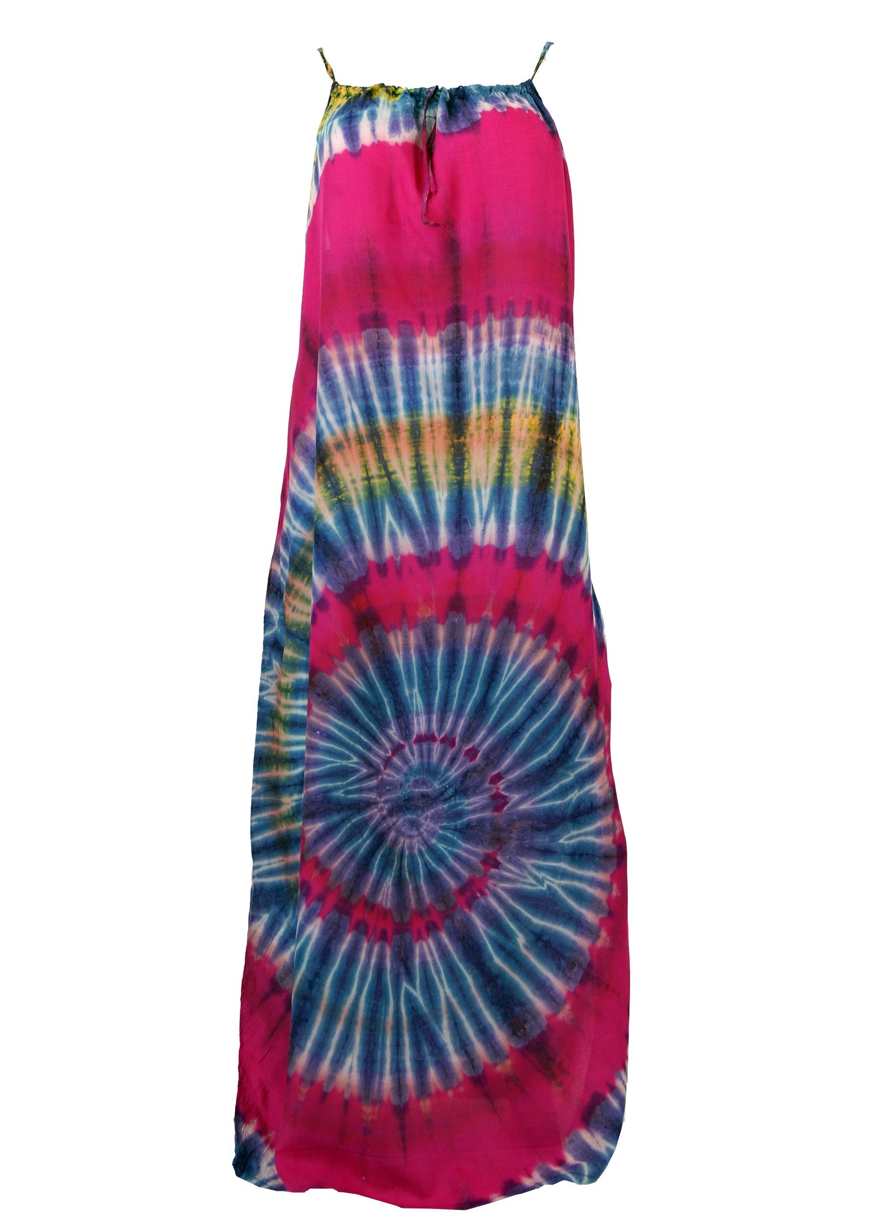 Guru-Shop Midikleid Batik Hippiekleid, Bekleidung Sommerkleid, Trägerkleid,.. alternative pink