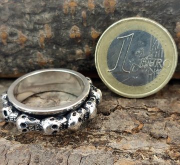 Kiss of Leather Silberring Drehring Totenkopf, Gr. 54-78 (tk9) - Silber