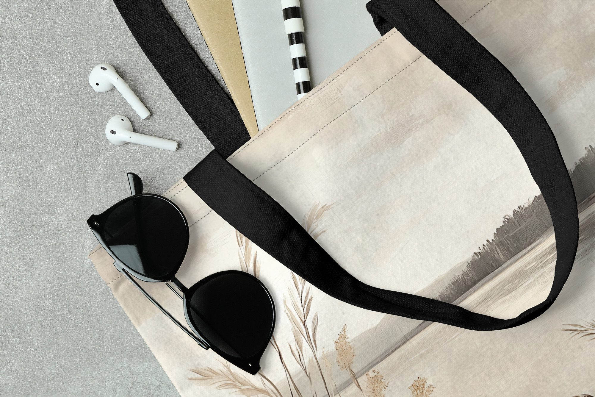 MuchoWow Shopper See - Wasser - Natur - Beige, Handtasche, Damen und Herren, Schultertasche, Umhängetasche, Tote Bag