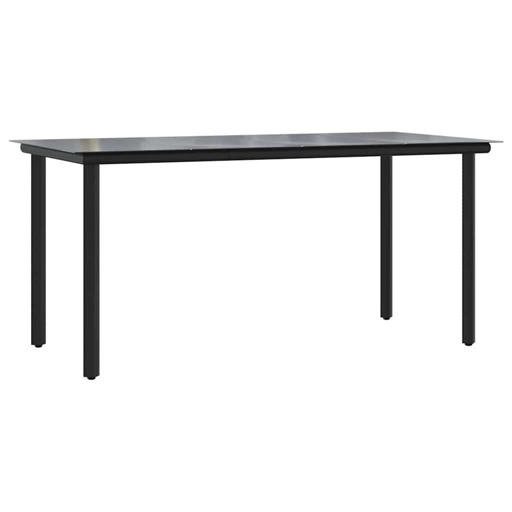 vidaXL Garten-Essgruppe 7-tlg. Garten-Essgruppe mit Kissen Schwarz Poly Rattan Glas, (6-tlg)