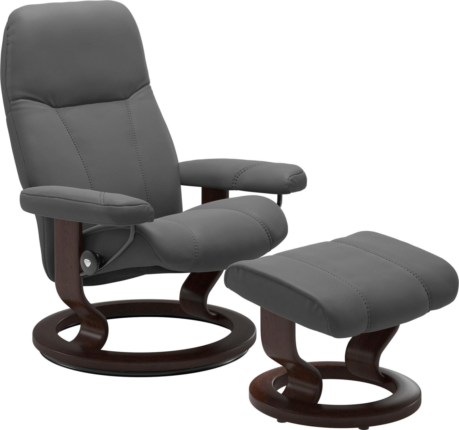 mit (Set, Hocker), Braun Base, Stressless® Größe Gestell mit Consul Relaxsessel mit Hocker, Relaxsessel Classic S,