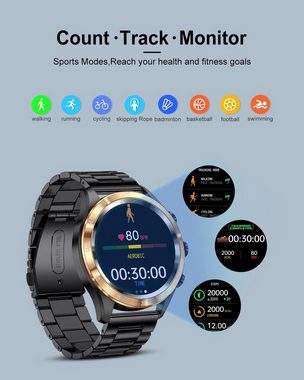 Lige Smartwatch (1,3 Zoll, Android iOS), Herren Telefonfunktion Fitnessuhr Bluetooth Anruf Sportuhr Armbanduhr