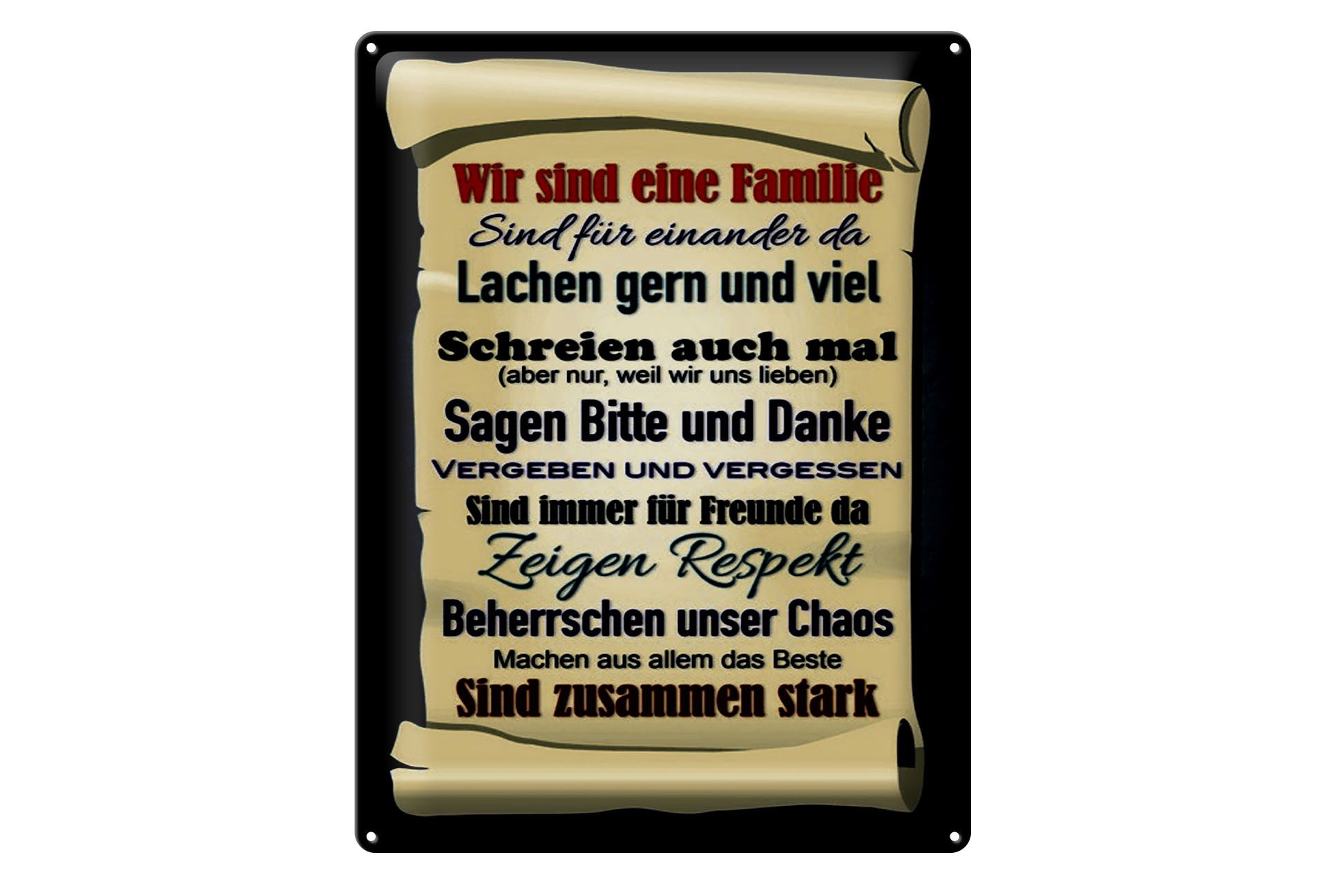 Femer GmbH Metallschild Spruch 30x40cm wir sind eine Familie zusammen