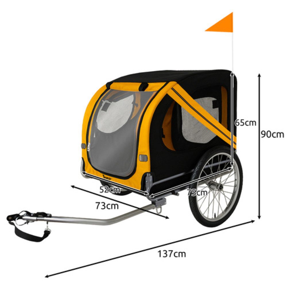 Purlov Fahrradhundeanhänger Fahrradanhänger Transportanhänger Tiertransport, Luftreifen meistert der Anhänger mühelos unebenes Gelände