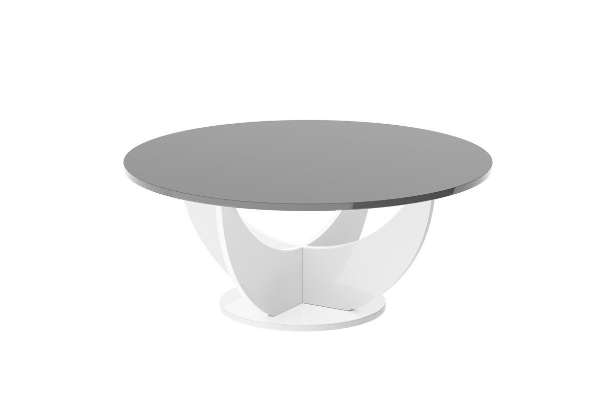 Tisch designimpex Rund 40 HRC-111 Grau cm cm 100 Wohnzimmertisch Couchtisch Hochglanz x Hochglanz / Weiß Hochglanz Design