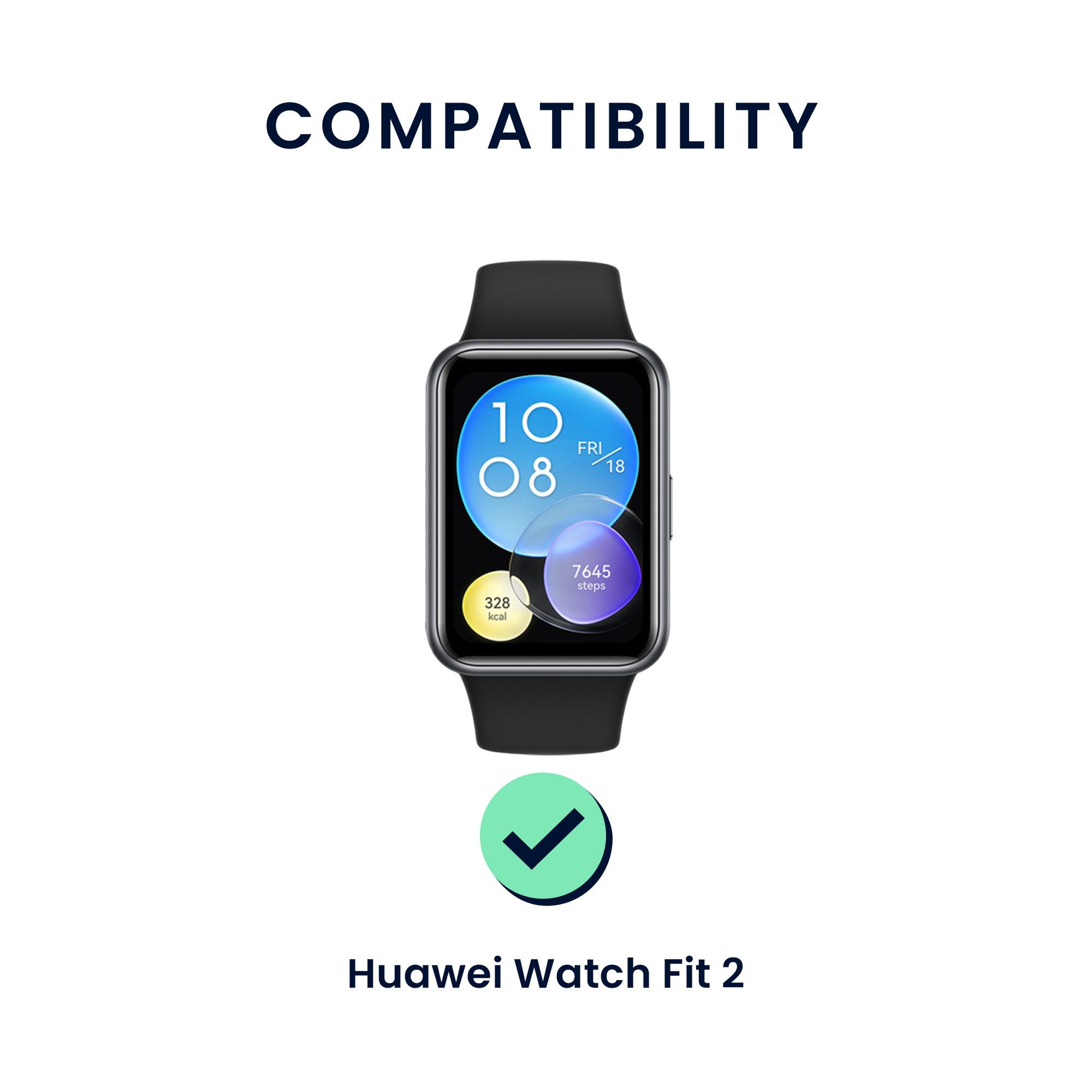 kwmobile 2x Uhrenarmband für Huawei Watch Fit 2 Armband Smartwatch, 2-tlg., Fitnesstracker Band Set aus TPU Silikon - Ersatzarmband Smartwatch