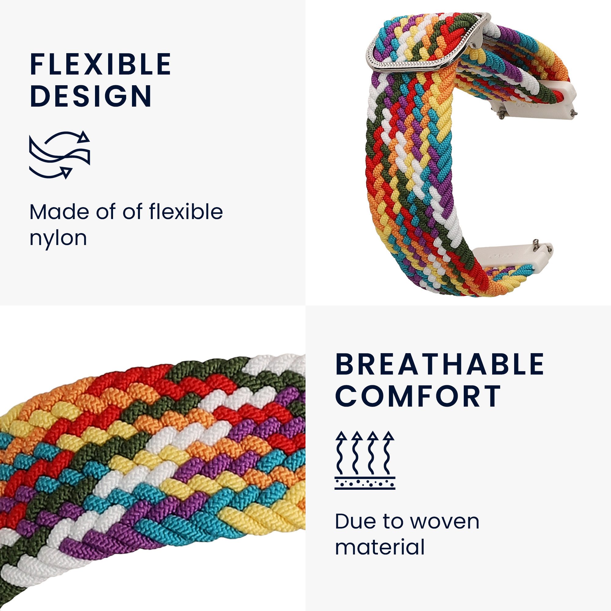 kwmobile Armband für 22mm Amazfit Bip 6 / Bip 5 Unity / Bip 5 / GTS 3 / Balance Smartwatch, 1-tlg., Nylon Fitnesstracker Sportarmband Band - Innenmaße von 14 - 22 cm