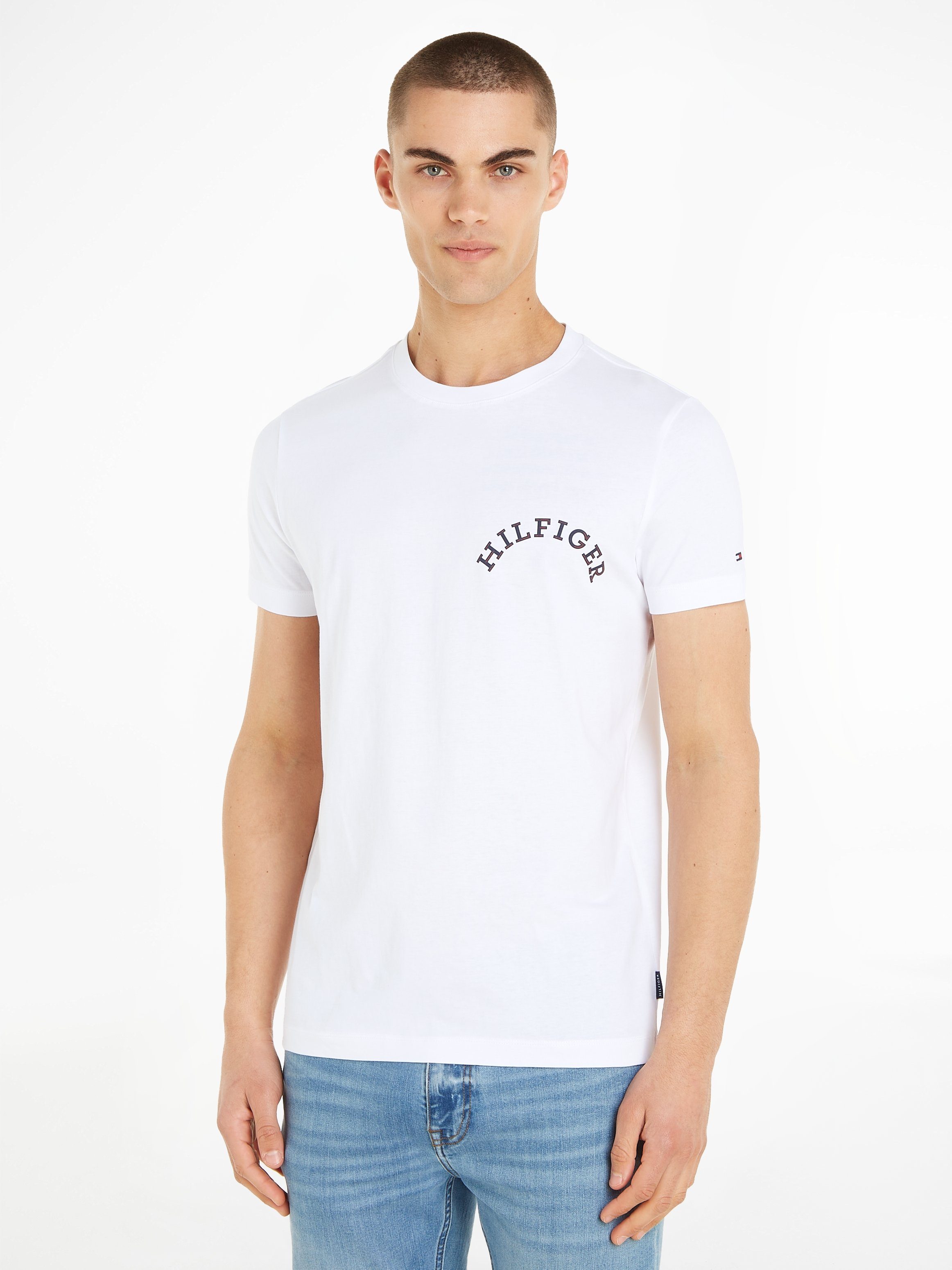 Tommy Hilfiger T-Shirt MONOTYPE BACK PRINT mit Logo-Druck auf der Brust White