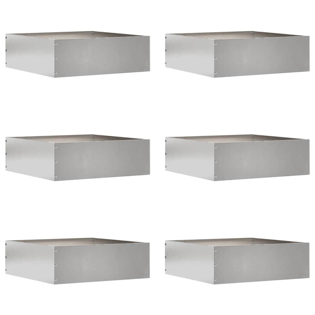 vidaXL Beetumrandung Raseneinfassung 6 Stk. 40 x 40 x 13 cm Edelstahl Silber