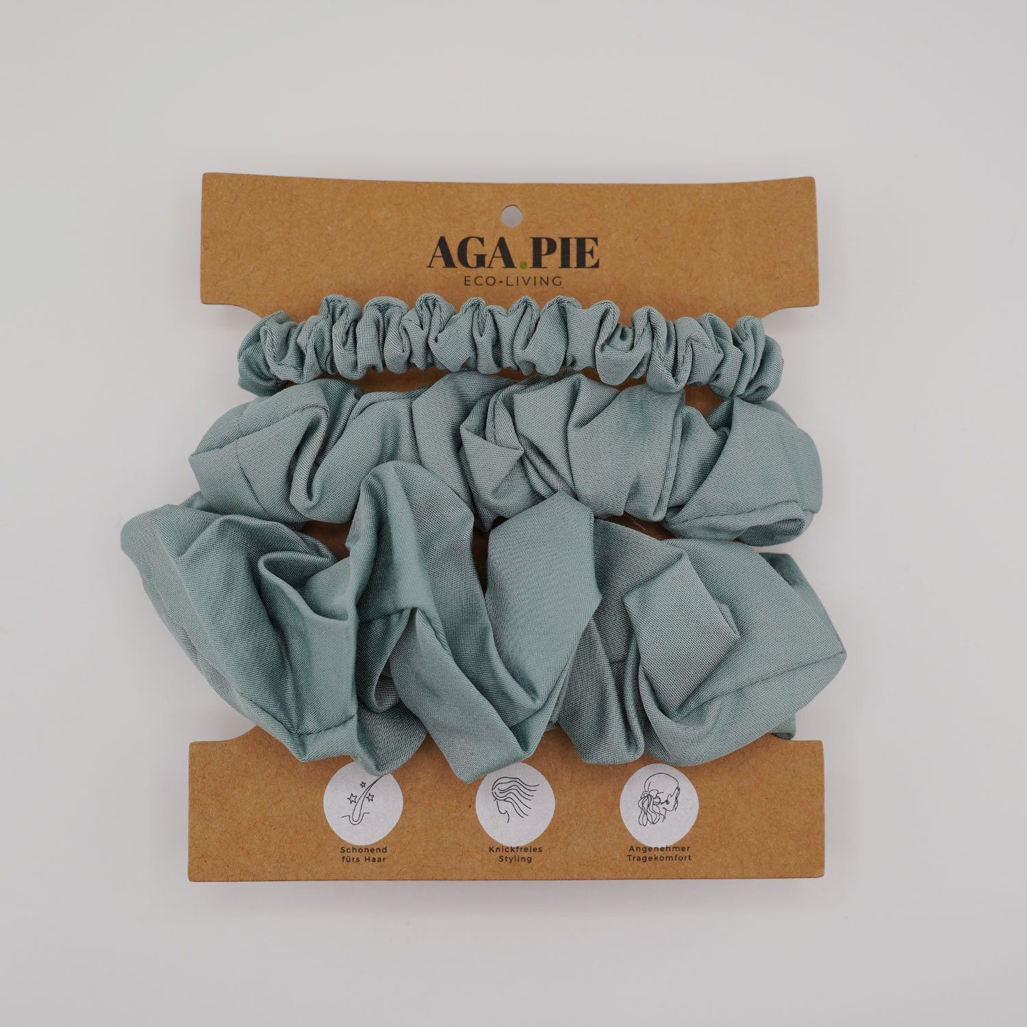 AGA.PIE Haargummi Scrunchie-Set, aus 100% Lyocell aus Bambus-Cellulose, besonders sanft zum Haar Salbei