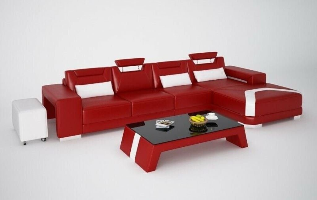 JVmoebel Wohnzimmer-Set Wohnzimmer Komplett Set 3tlg. Ecksofa Sofa Hocker Tisch Couch Neu, (3-St., Ecksofa/Hocker/Couchtisch)