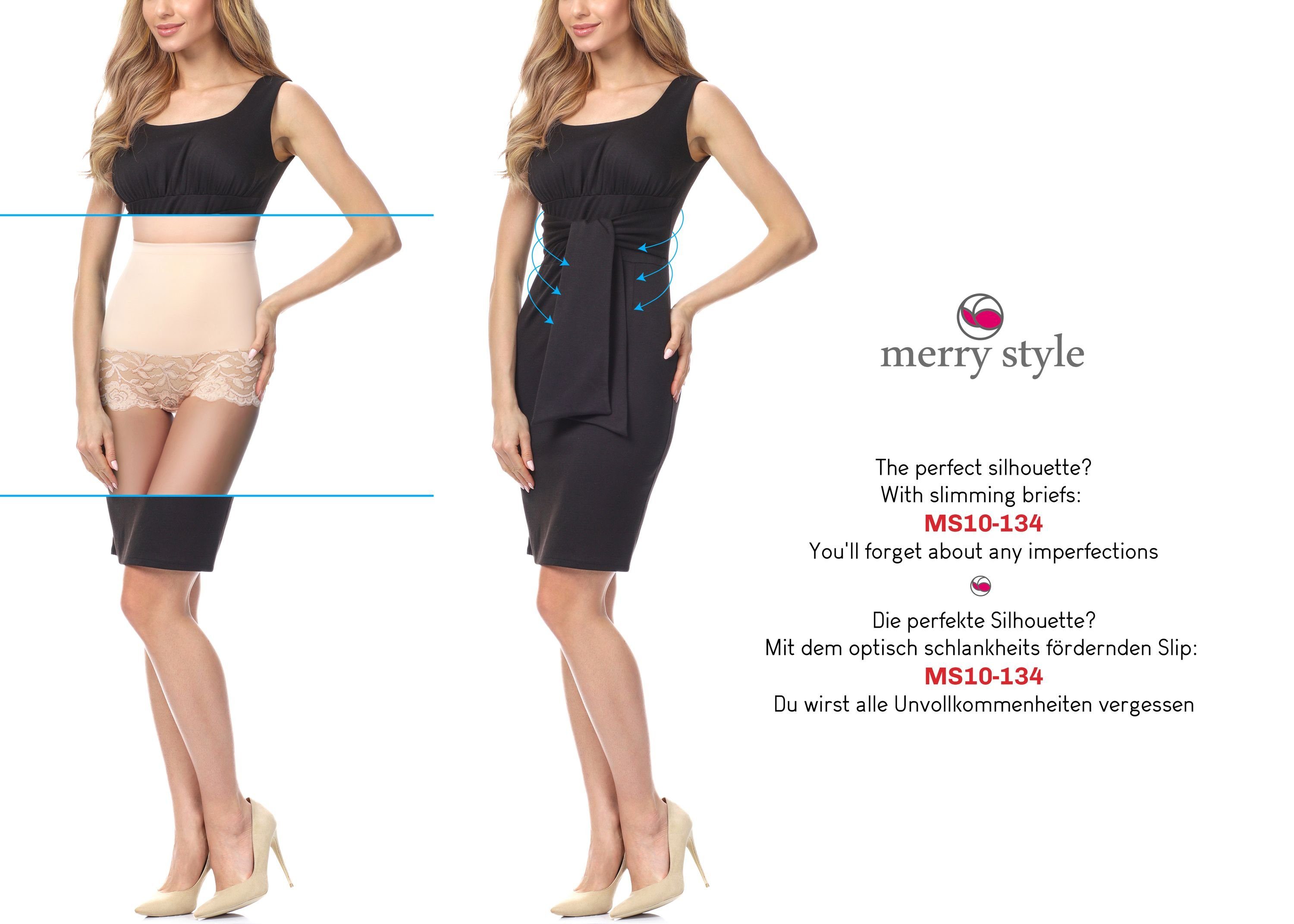 Merry Style Slip Damen Miederslip Shapewear Effekt Schwarz (1-St) Weg figurformend Slip Bauch MS10-134