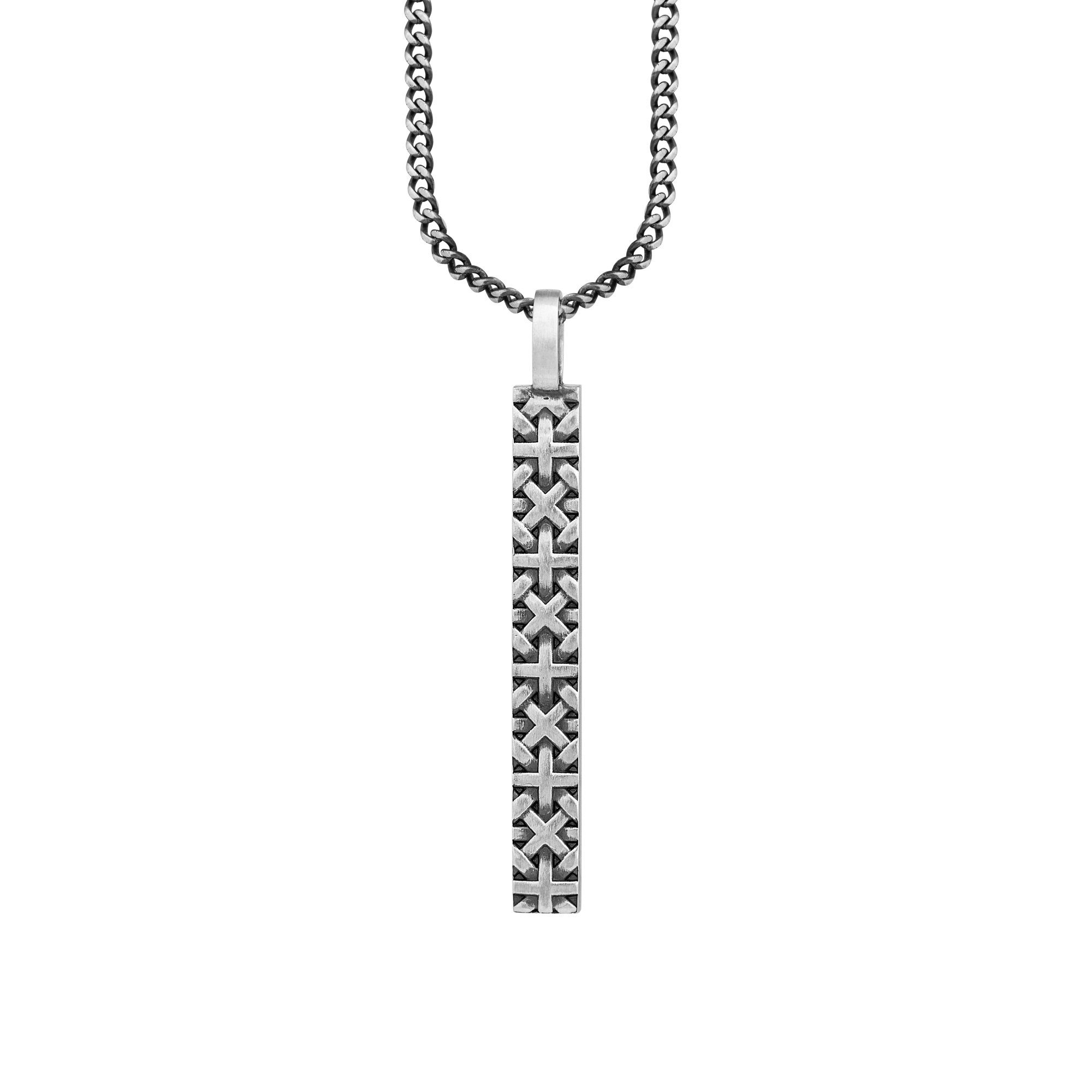 Flechtoptik Silber Kette matt Anhänger mit 925/- CAÏ oxidiert