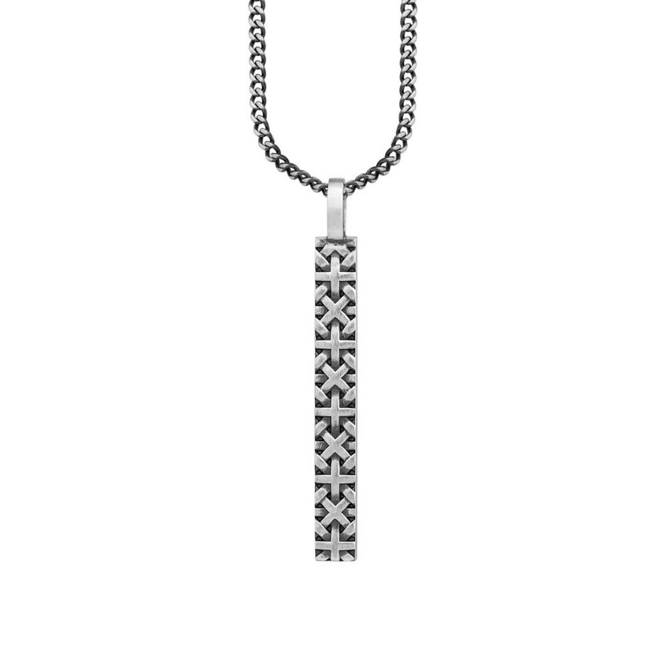 CAÏ Kette mit Anhänger 925/- Silber matt oxidiert Flechtoptik,  Matt-oxidierte Oberfläche