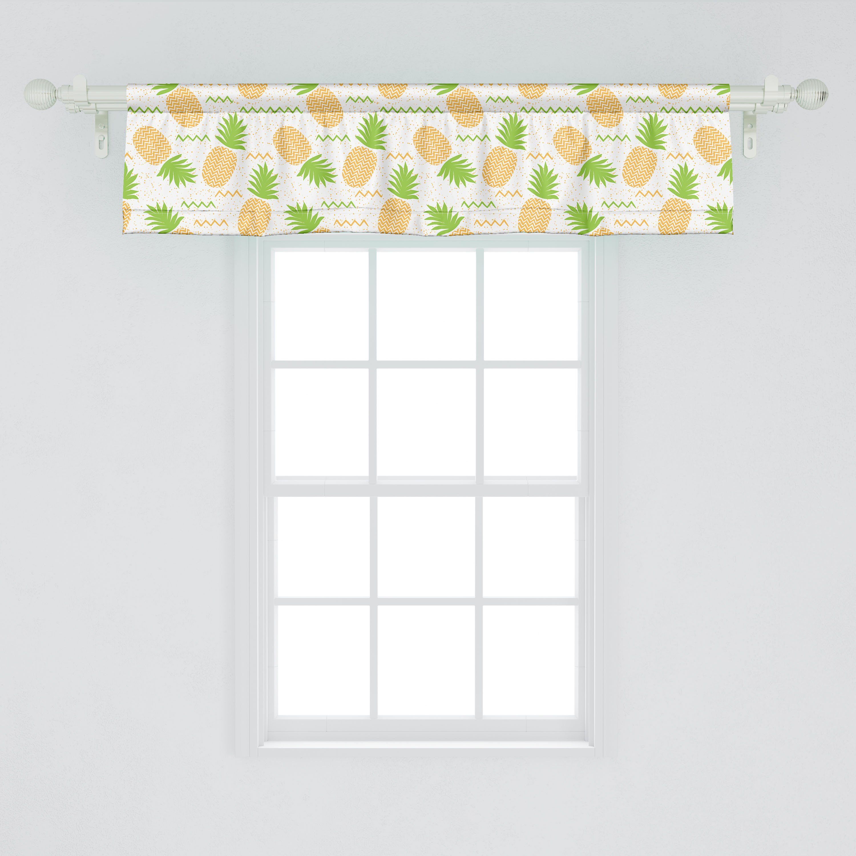 Scheibengardine Vorhang mit Summer Schlafzimmer Fruits Arrangement Tropisch Dekor Stangentasche, Küche Abakuhaus, für Volant Microfaser