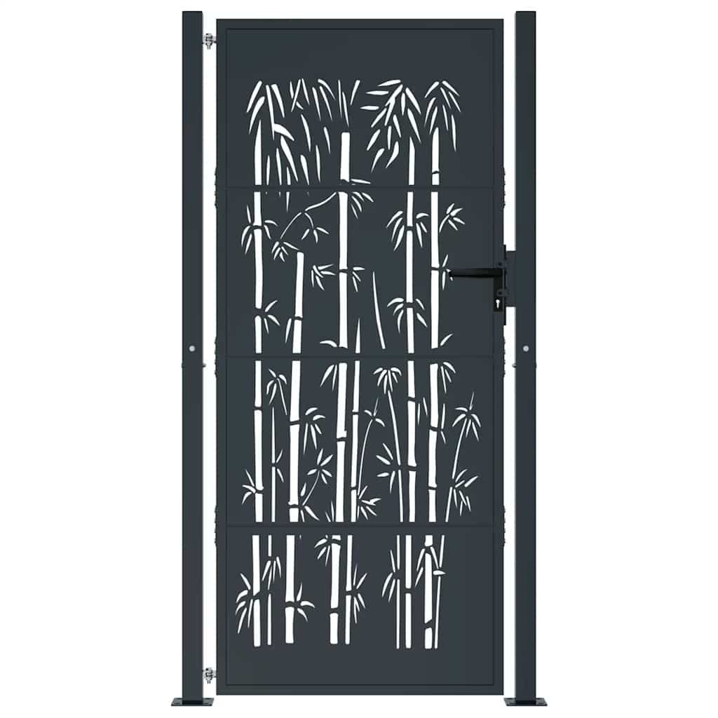 vidaXL Gartentor Gartentor Anthrazit 100x175 cm Stahl Bambus-Design