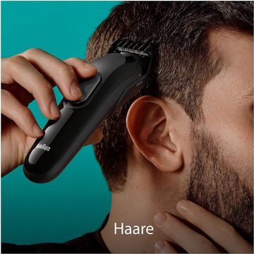 Braun Haarschneider All-In-One Bartpflege Bodygroomer Set, 6-in-1 Barttrimmer, Elektrischer Bartschneider und Rasierer zum Trimmen Stylen Rasieren, Herren, Kammaufsätze, 50 Min. kabellose Laufzeit