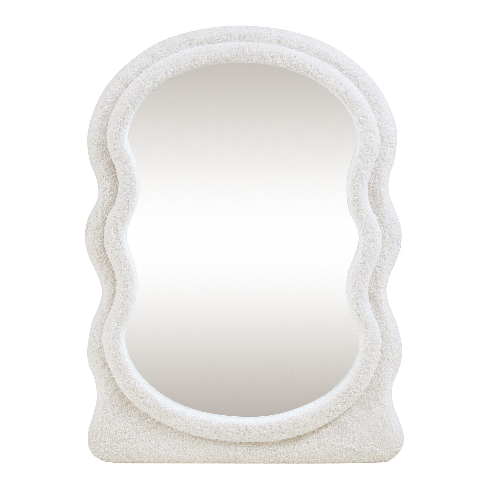 en.casa Wandspiegel, »Brummen« 80 x 60 cm mit Teddystoff-Rahmen Weiß günstig online kaufen