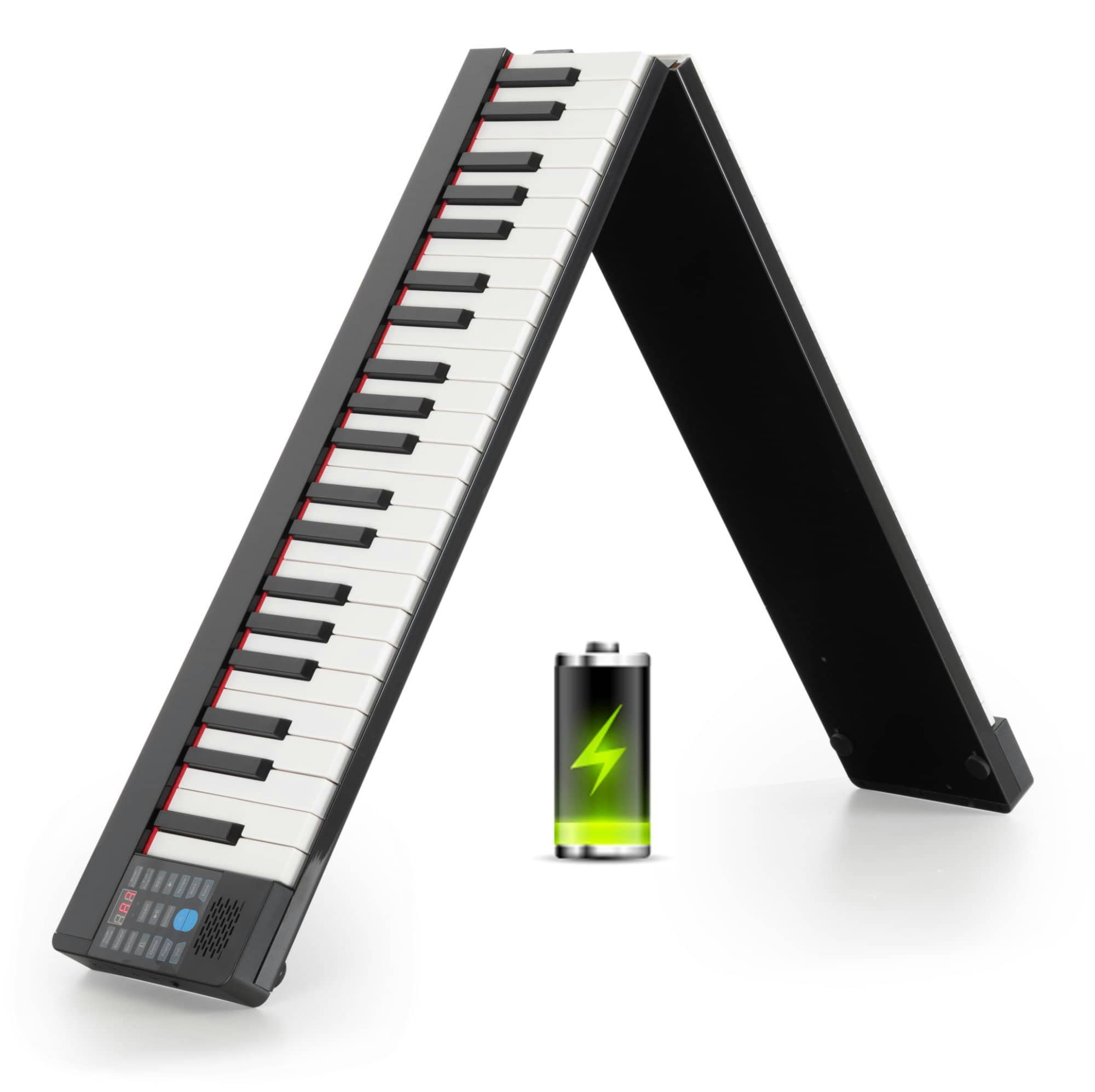 FunKey Home-Keyboard Klapp-Piano - Keyboard zum Zusammenklappen - 88 Tasten Anschlagdynamik (4-St., Inkl. Tasche & Sustain-Pedal), USB-MIDI, Bluetooth-MIDI und Bluetooth-Audio