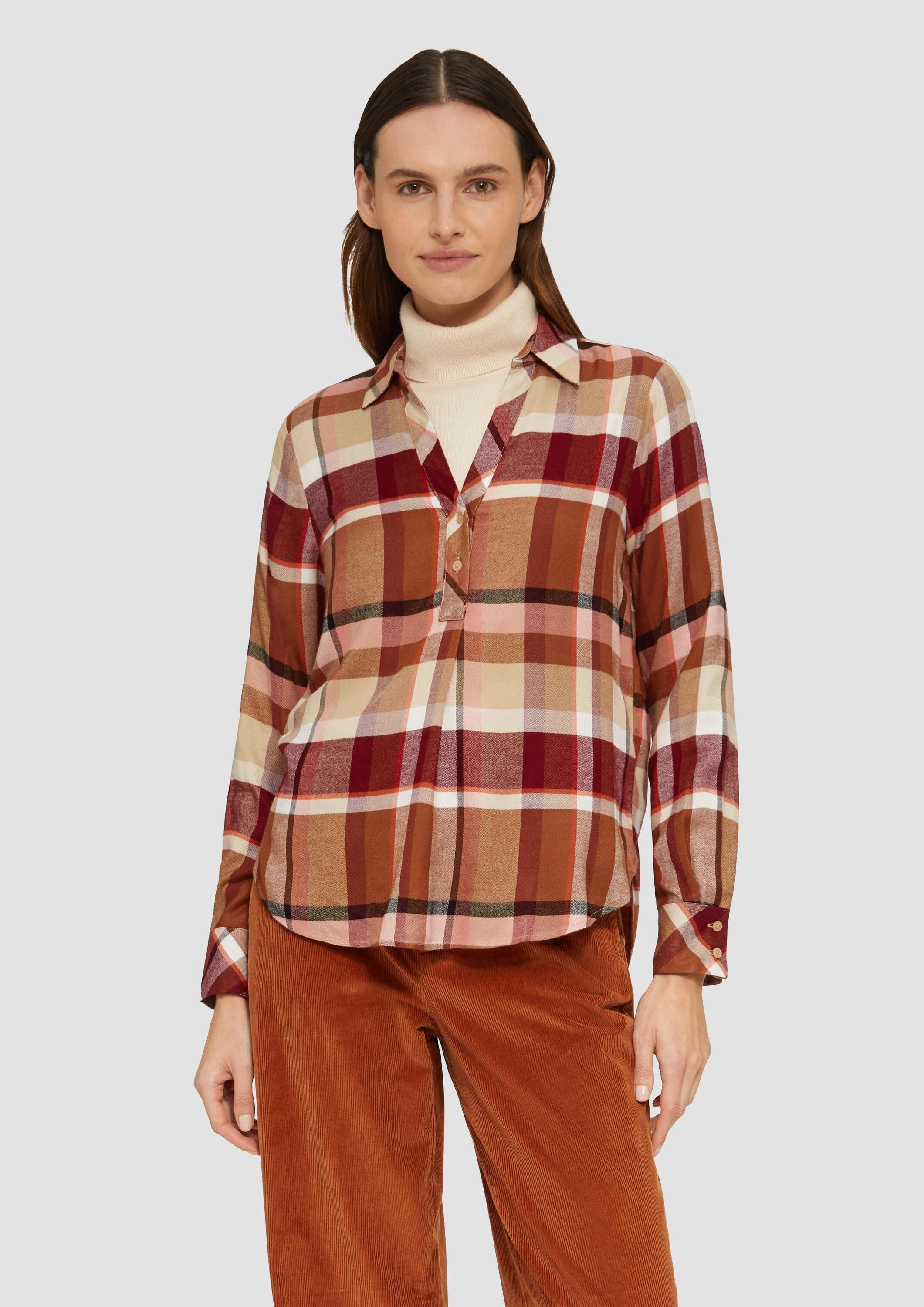 s.Oliver Langarmbluse Bluse Karierte Bluse mit Hemdkragen günstig online kaufen