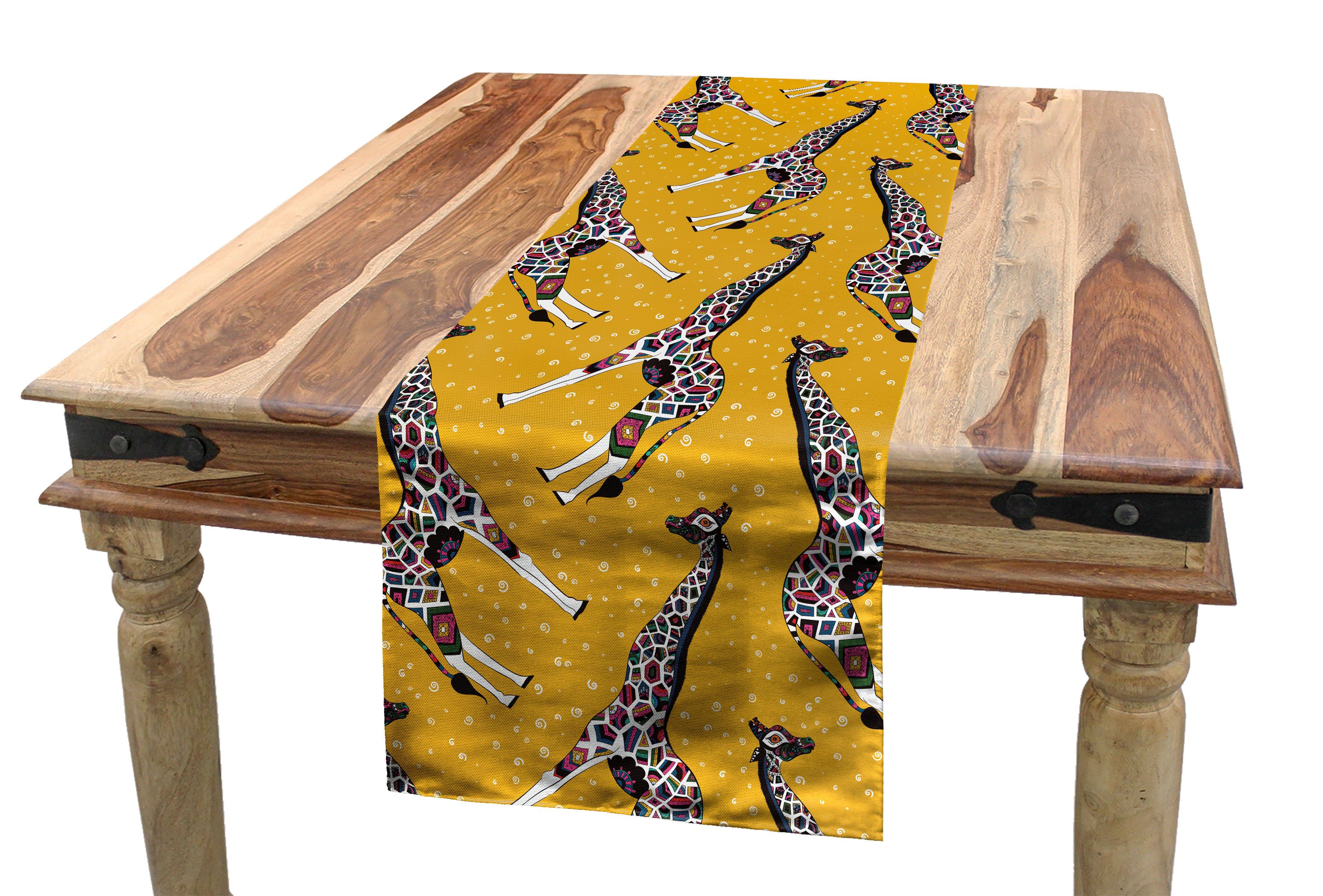 Küche Tischläufer, Dekorativer Tier Abakuhaus Ornament Esszimmer Tischläufer Rechteckiger Giraffe