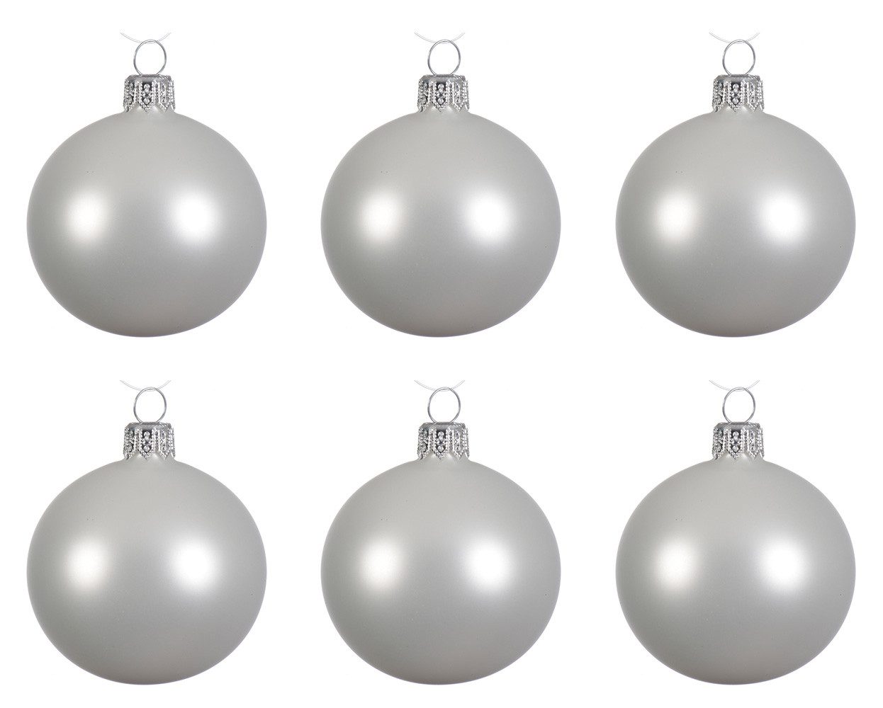 Kaemingk Weihnachtsbaumkugel, Weihnachtskugeln Glas 6cm mundgeblasen 6er Box - Winterweiß matt