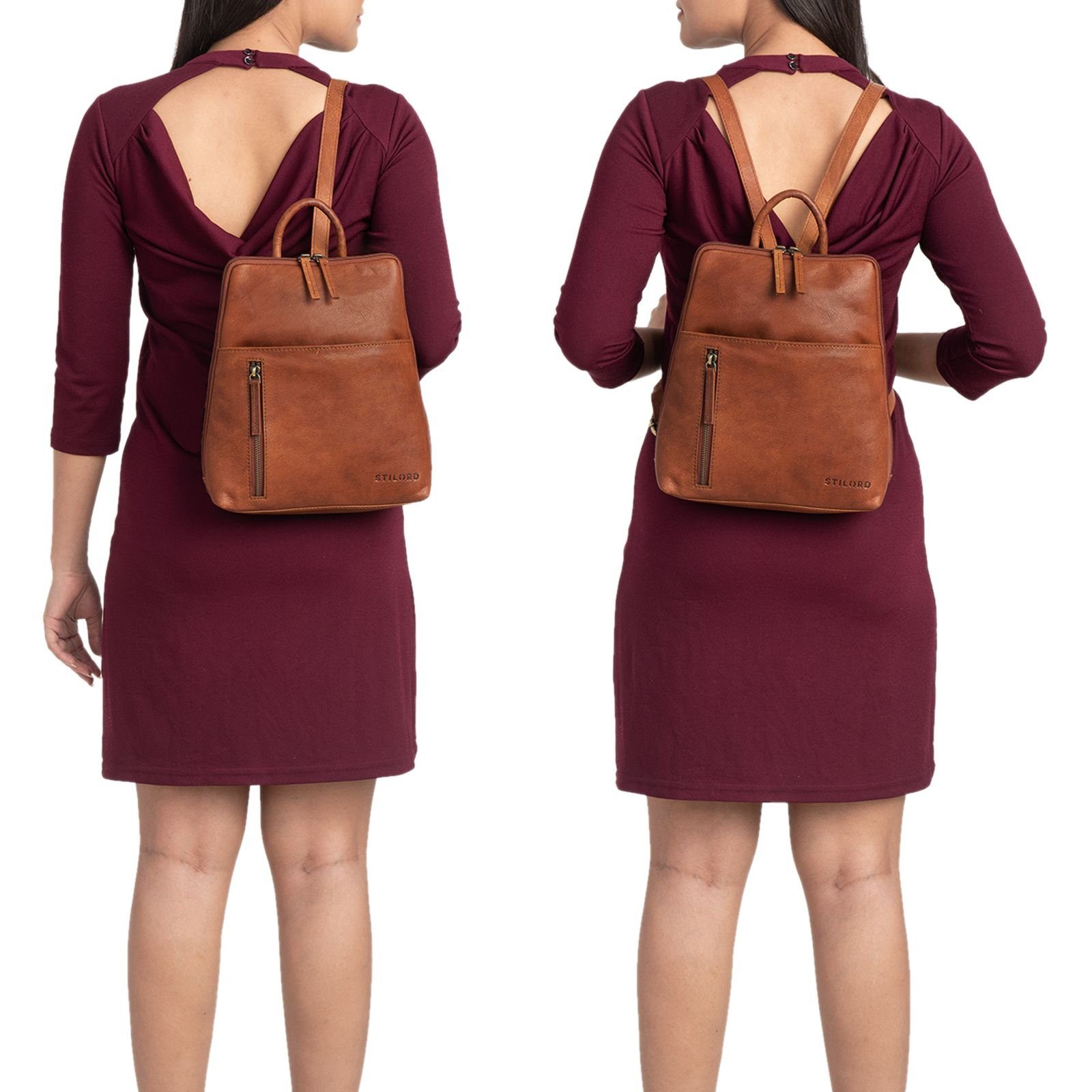 STILORD Cityrucksack "Holly" Rucksack Frauen Klein Leder