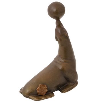 Aubaho Skulptur Bronzeskulptur Seehund Seelöwe Seerobbe Robbe Tier Meer Dekoration Ant