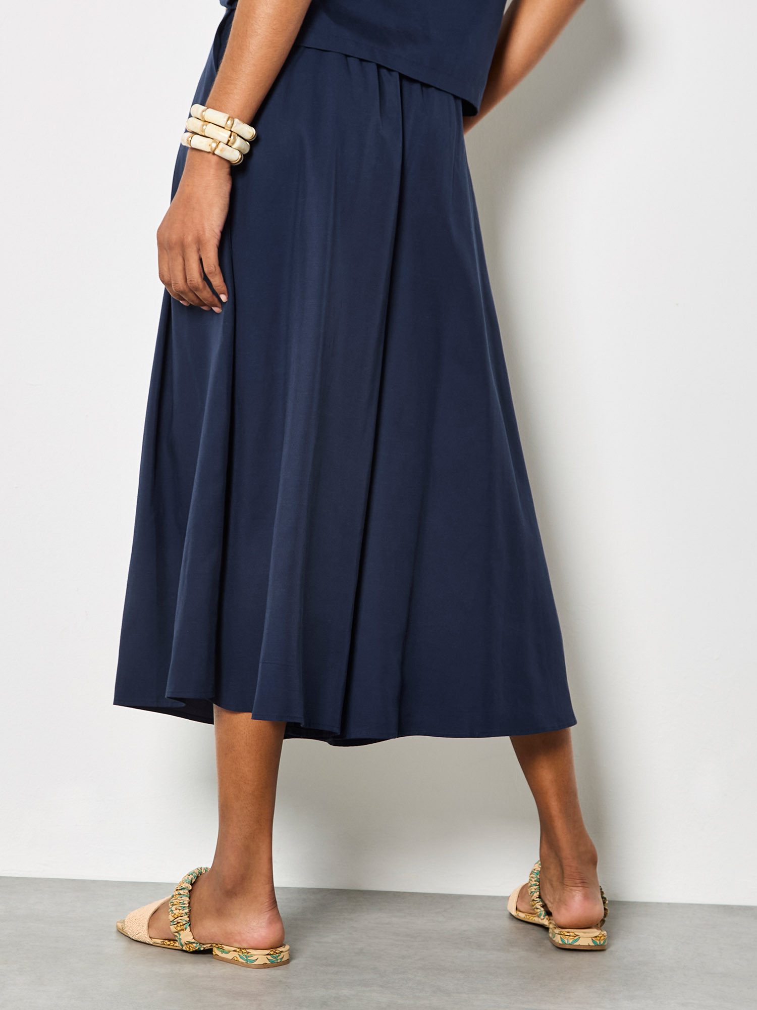 Apricot Culotte Weit geschnittene Culotte-Hose mit Falten Einfarbig